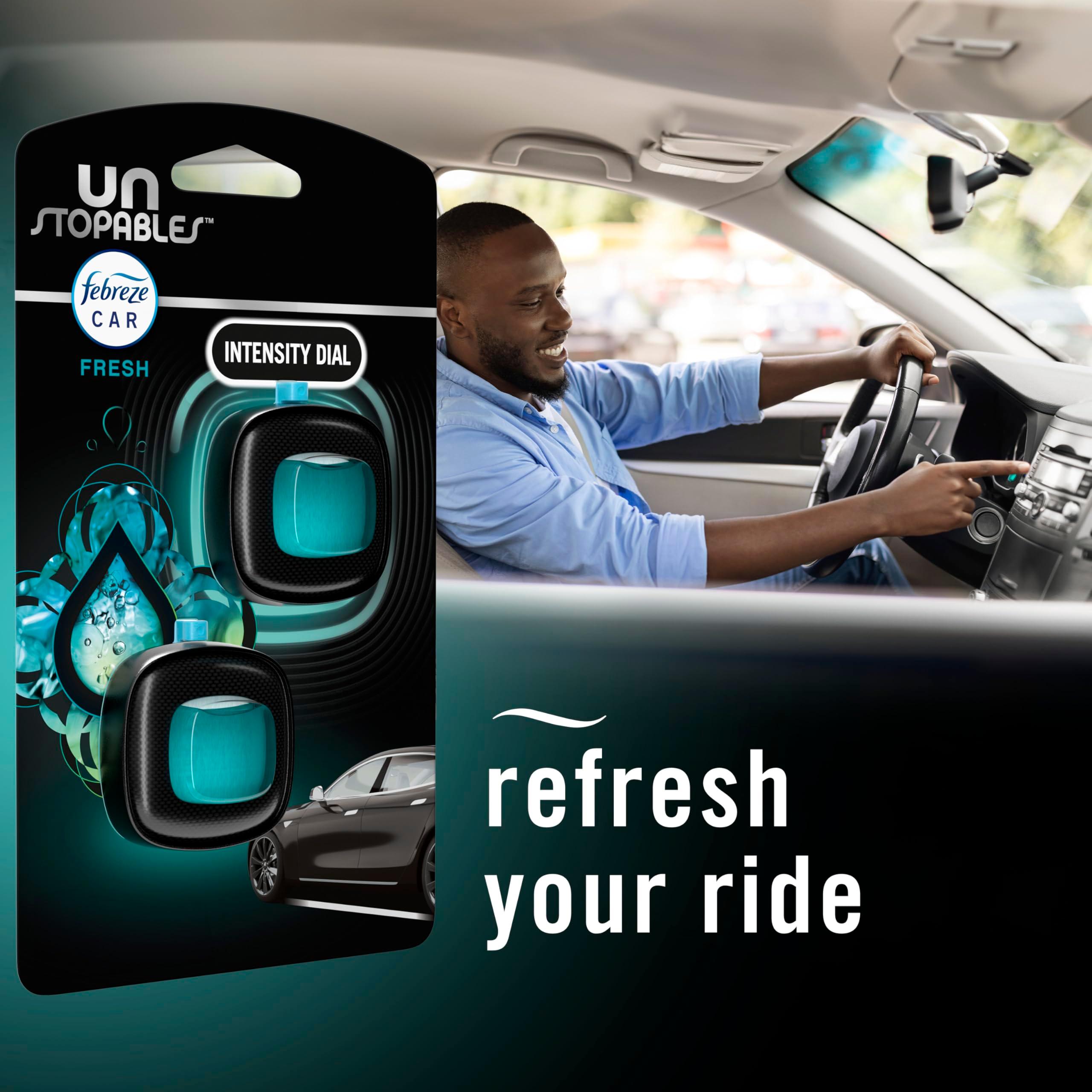 Febreze Unstopables Car Odor-Fighting Car Freshener Vent Clip Fresh Scent, .07 oz. Car Vent Clip, Pack of 4 (Packaging may vary) - Image 6