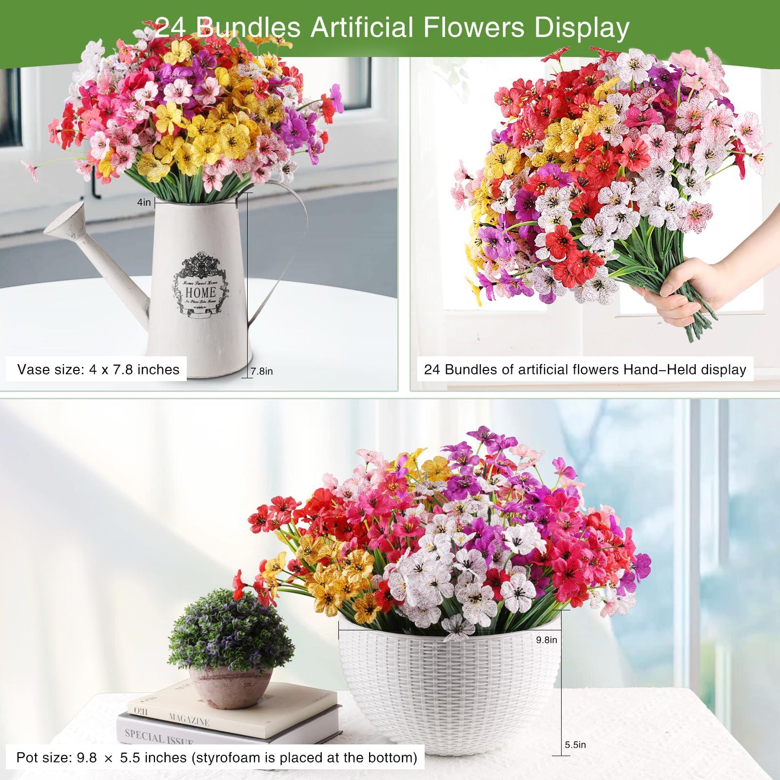 AGIRL 24 Bundles Artificial Flowers for Outdoor,No Fade Fake Plastic Flowers Faux Plants for Decoration Hanging Planters Indoor Outside Garden Porch Window Box Home Wedding Farmhouse - Image 4