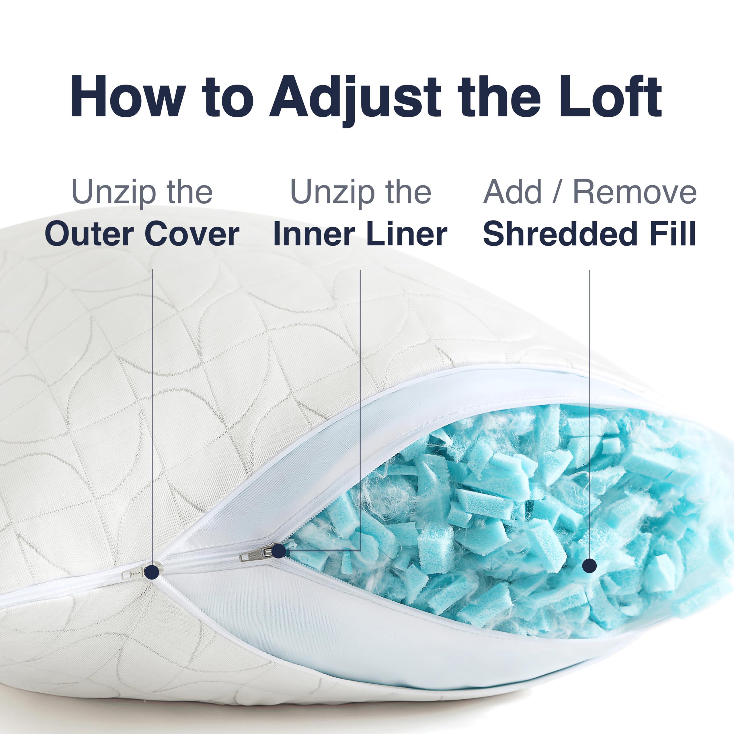 Casual Living Cooling Pillow Set of 2 Crushed Foam Pillows with Extra Fill Hypoallergenic Machine Washable Removable Cover for Side Back and Stomach Sleepers, Standard Size 19-inch x 25-inch, White - Image 6