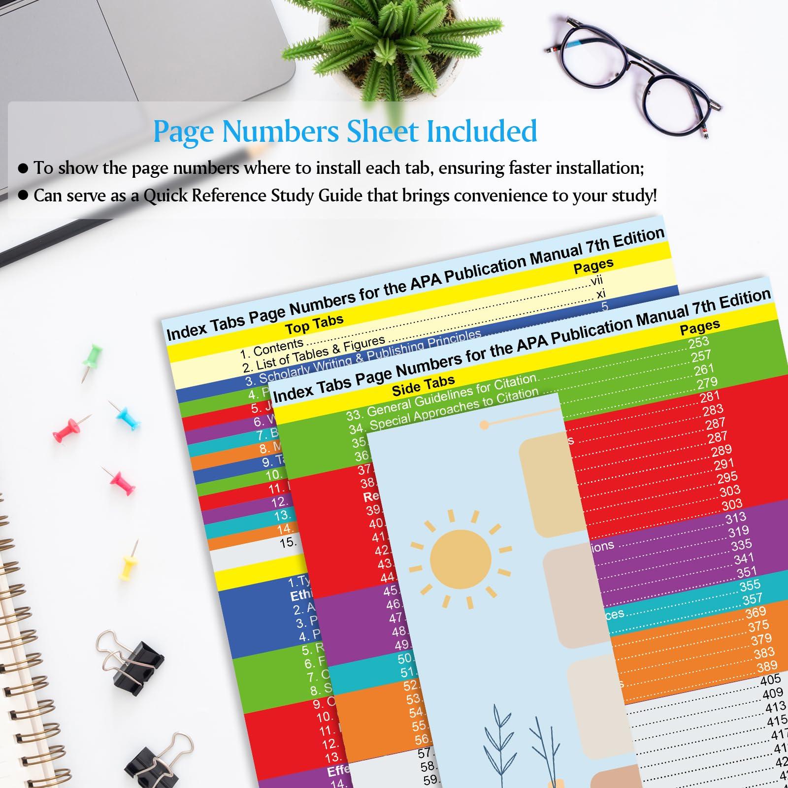 Index Tabs for The American Psychological Association 7th Edition Publication Manual(Book Not Included), 72 Book Tabs Plus 8 Blanks, with Page Numbers Sheet & Placement Guide Card - Image 4