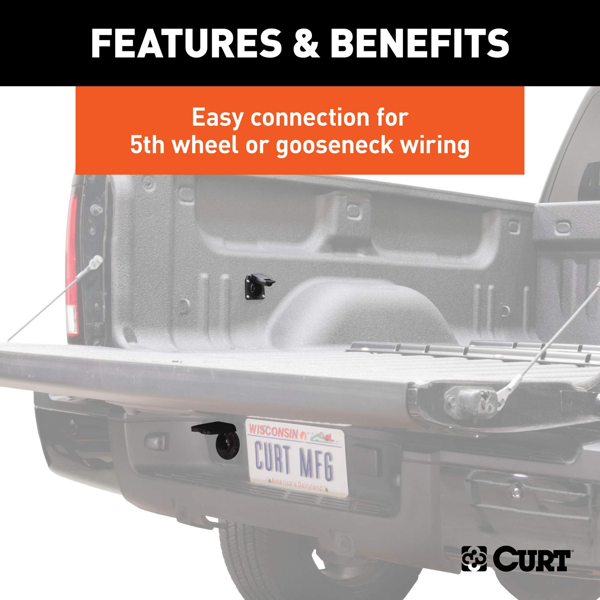 CURT 56070 7-Foot Vehicle-Side Truck Bed 7-Pin Trailer Wiring Harness Extension, Select Chevrolet, Dodge, Ford, GMC, Nissan, Ram, Toyota - Image 6