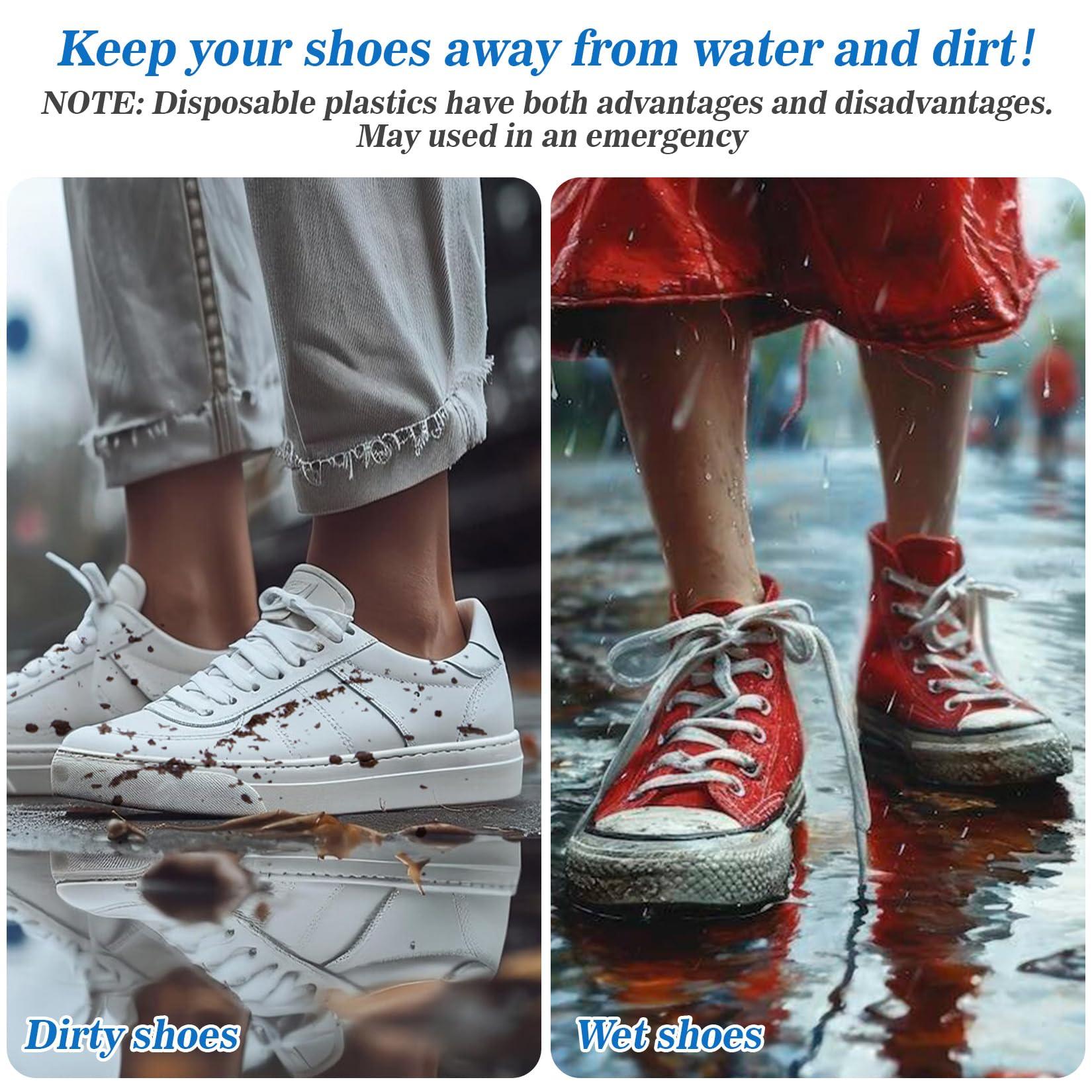MAQIHAN 100pcs(50PRS) Shoe Covers Disposable - Portable Size Save Space for Rainy Days Waterproof Booties Covers Plastic Rain Shoe Protector Foot Covers Indoors Reusable Women Men Shoe Bags for Travel - Image 5