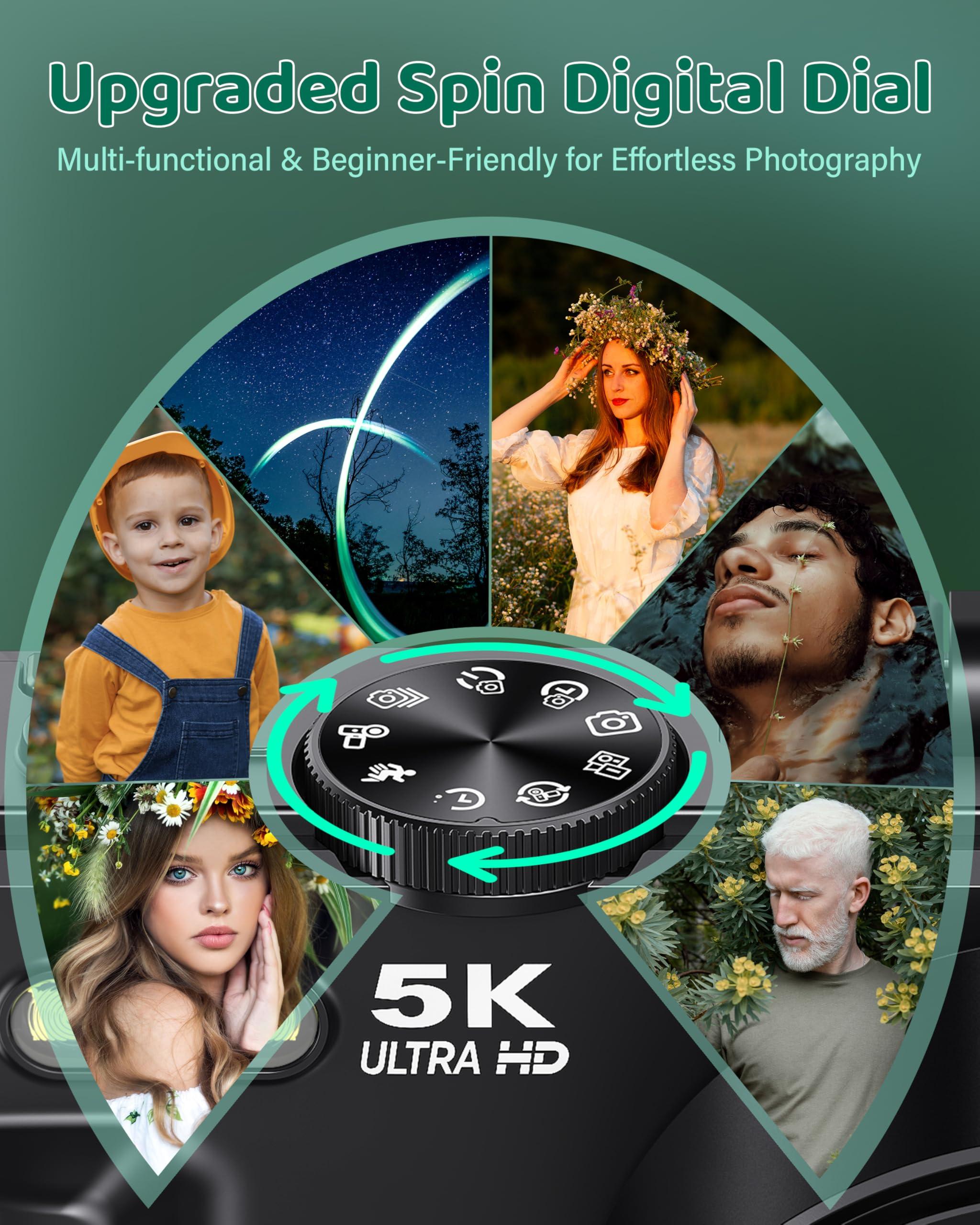 5K Digital Camera for Photography - WiFi 75MP Vlogging Cameras for YouTube - UHD Autofocus Video Camera 3" 180° Flip Screen with 18X Zoom - Compact Vlog Travel Camara with 32GB SD Card, 2 Batteries - Image 6