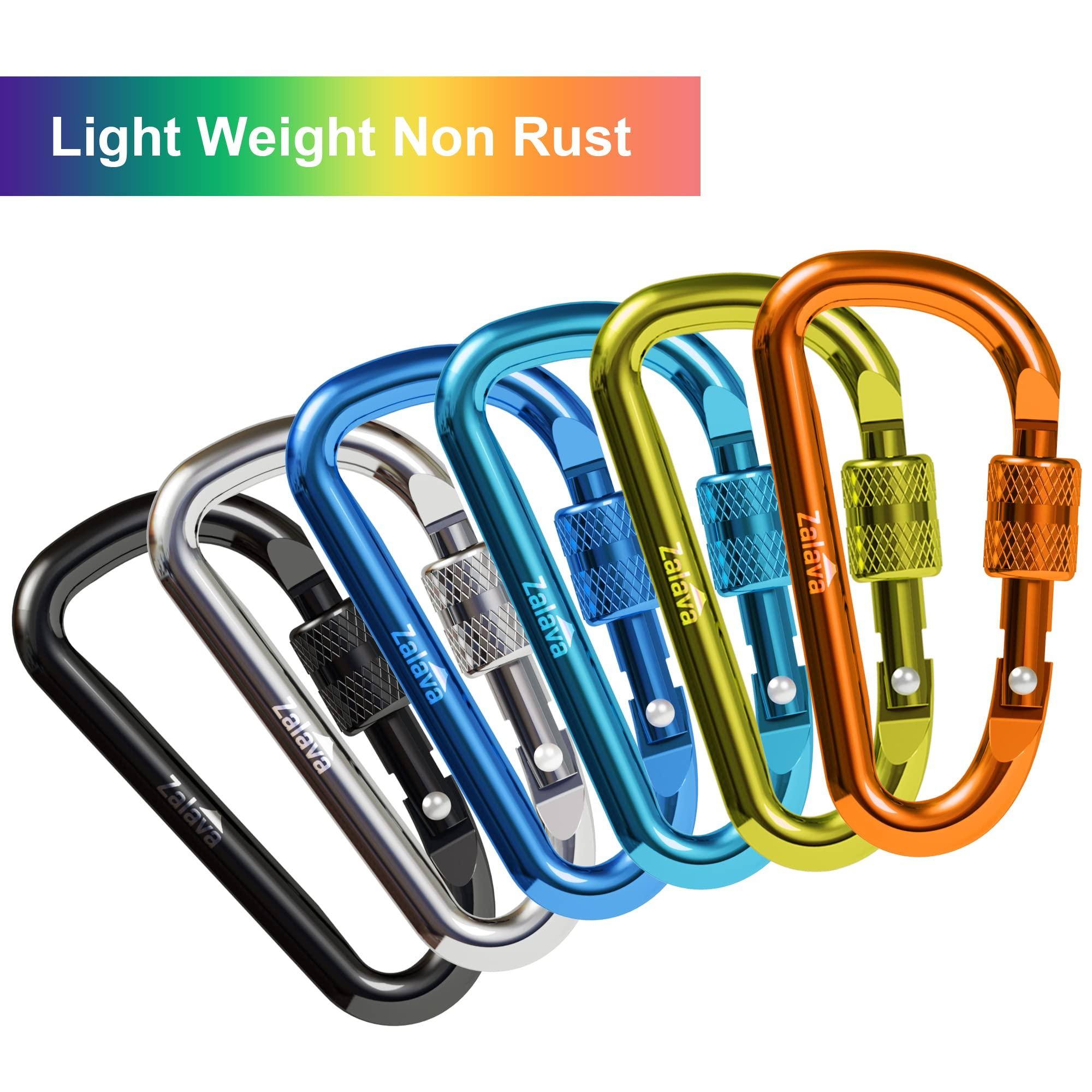 Zalava 6pcs 2”D-Clip Durable Locking Carabiner Keychain Clip with Hook - Image 6
