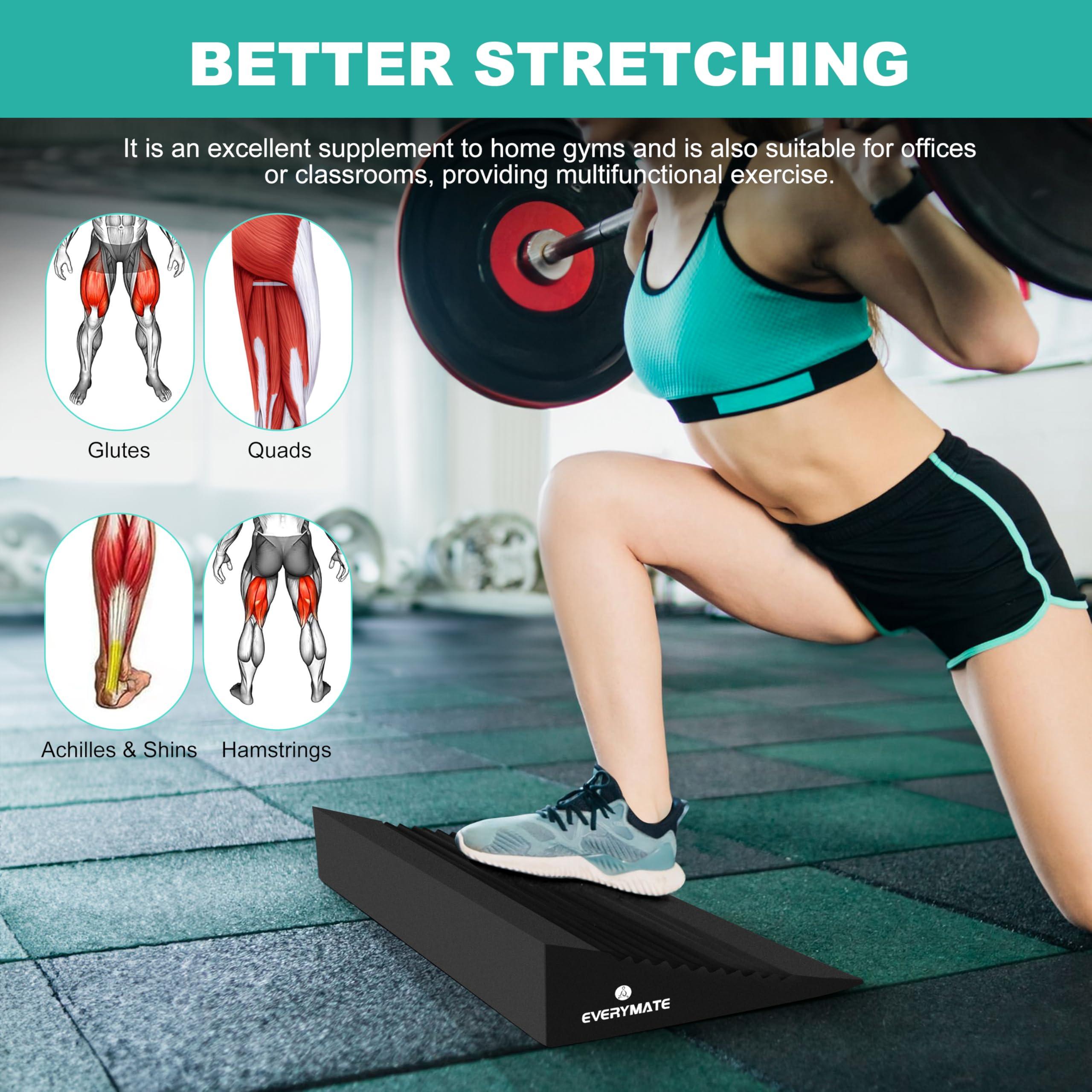 EVERYMATE Squat Wedge, Extra Large Squat Wedge Block, Squat Wedges Weightlifting, Calf Stretching, Slant Board for Squats, Heel Elevated Squat Wedge, Knees Over Toes Squats, Calf Wedge Stretching Block - Image 4