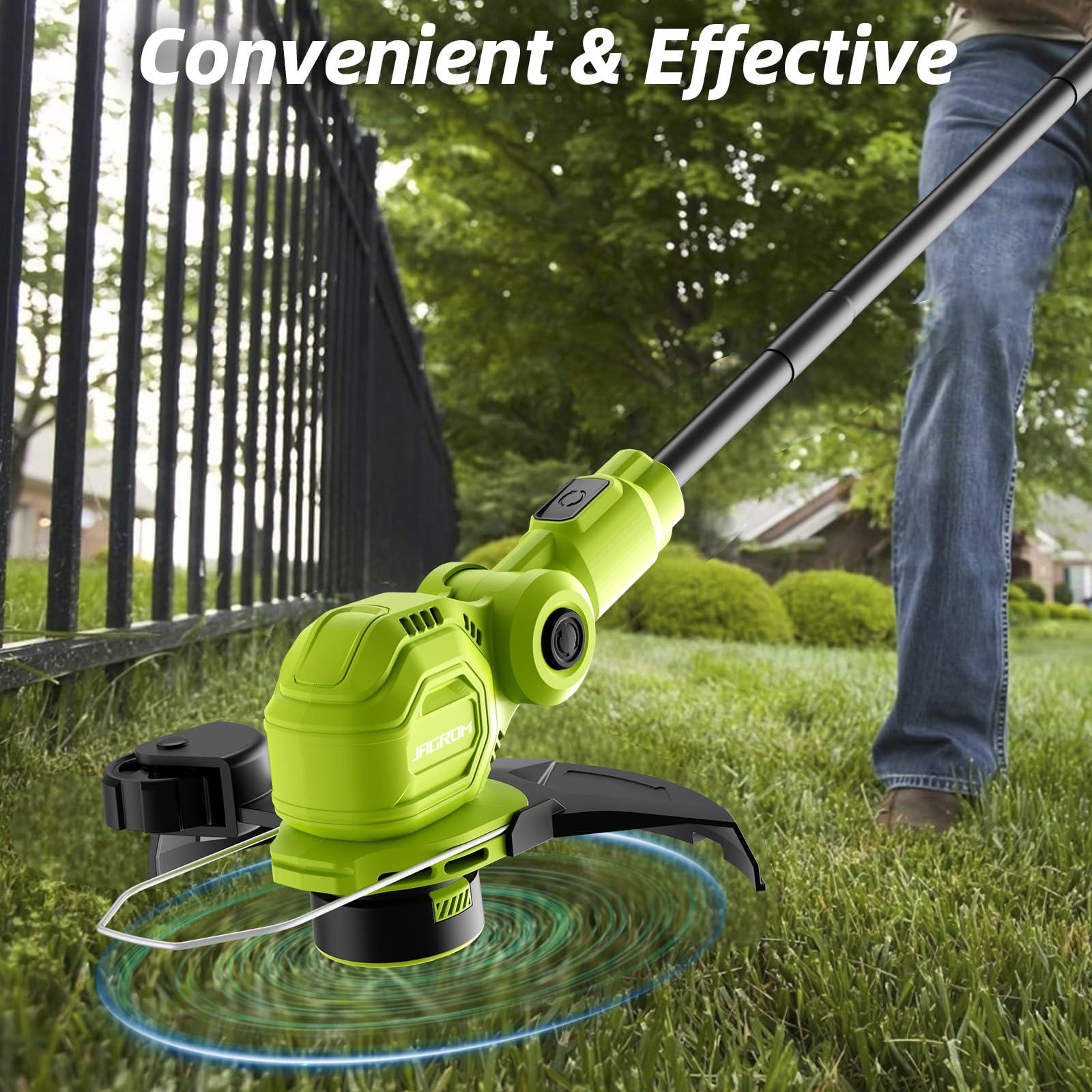 JAGROM 12-inch 20V Cordless String Trimmer with Fast Charger, 2 X 2.0Ah Battery Powered with Auto Line Feed, Lawn Edger with 8 Pcs Grass Cutter Spool Line and 2 Spool Cap - Image 2