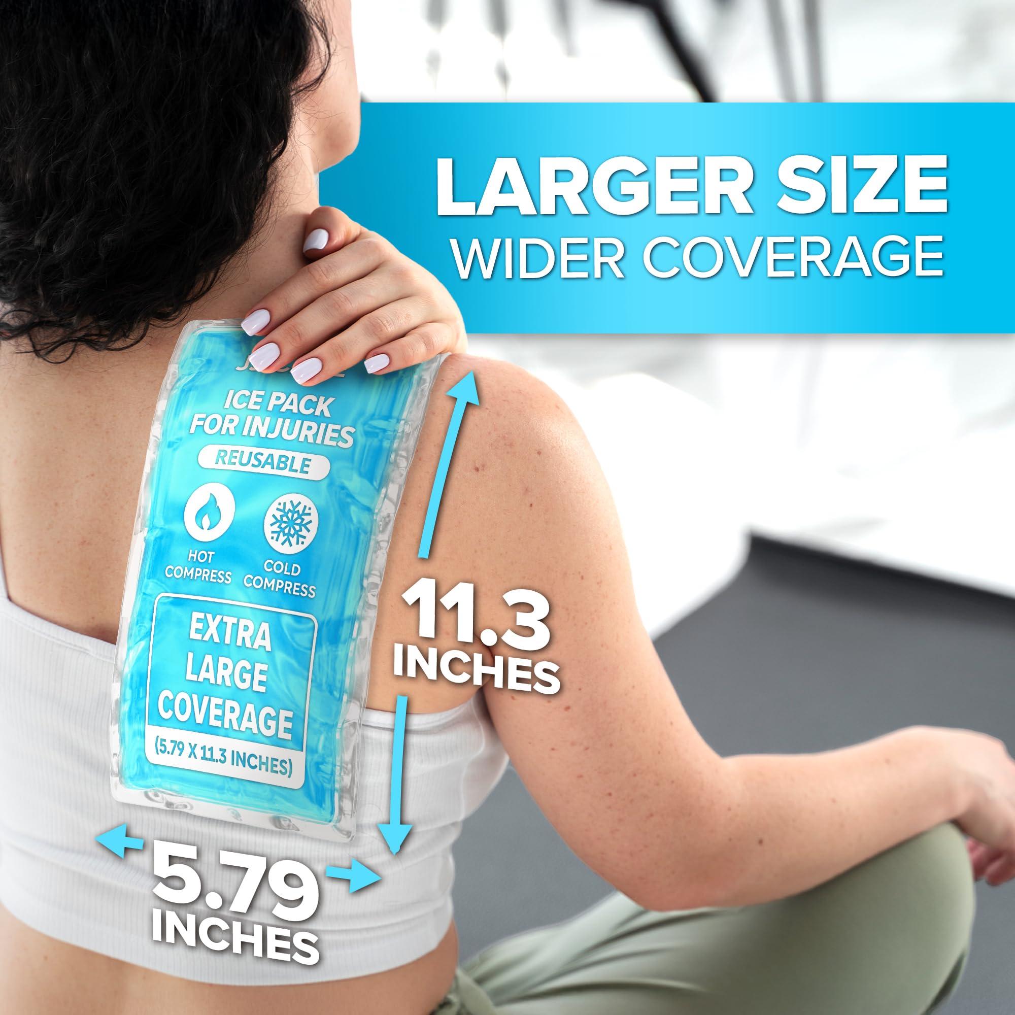 JJ CARE Gel Ice Packs Reusable (Pack of 2) - Ice Packs for Injuries Reusable - Soft Ice Pack for Injuries with Wrap - Flexible Therapy, for Knee, Back, Neck, Wrist, & Ankle - Image 3