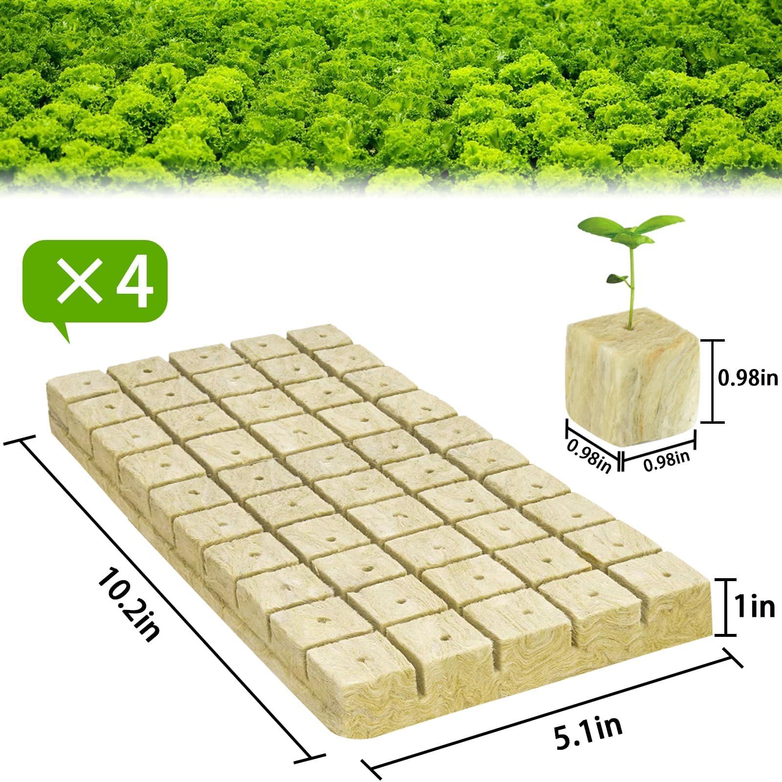 Halatool 1 Inch Rockwool Cubes Garden Rock Wool Stonewool Grow Cubes Starter Plugs for Hydroponics Soilless Cultivation Clone Plants Germination Start (4 Sheets, 200 Plugs in Total) - Image 2