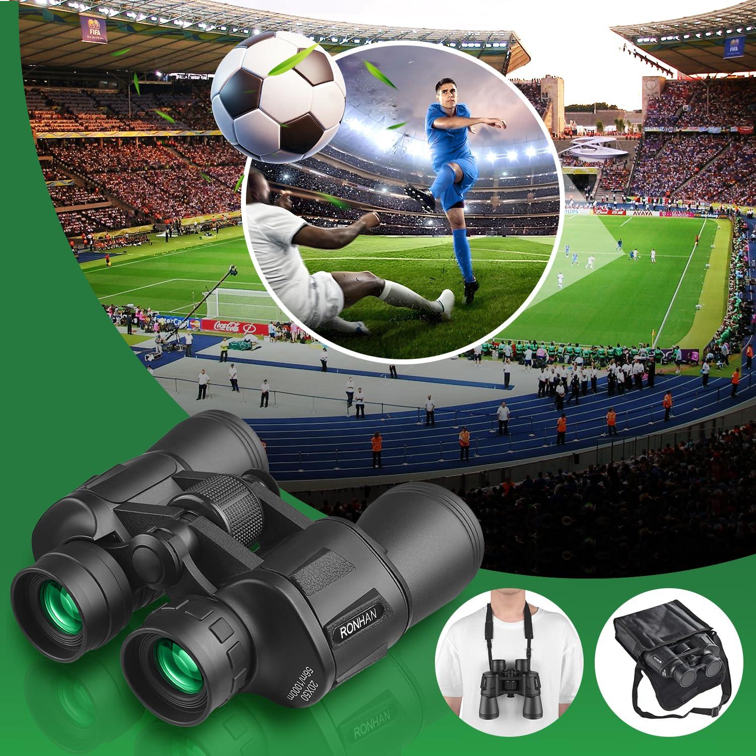 RONHAN Binoculars for Adults High Powered, Military Compact HD Professional/Daily Waterproof 20x50 Binoculars for Bird Watching Travel Hunting Football Games Stargazing with Carrying Case & Strap - Image 7