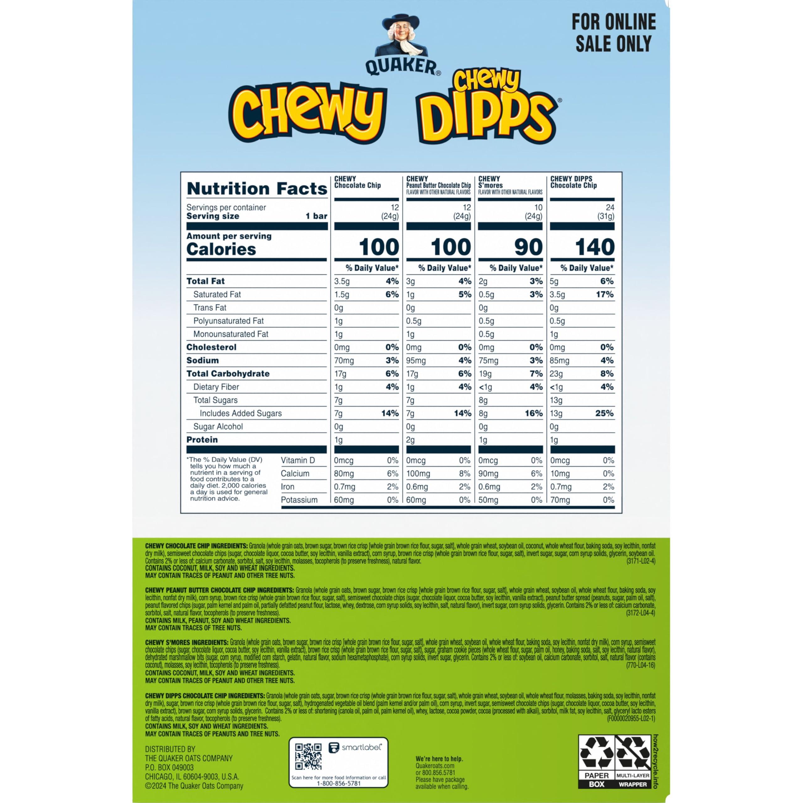 Quaker Chewy Granola Bars, Chewy & Dipps Variety Pack, 58 Count - Image 2