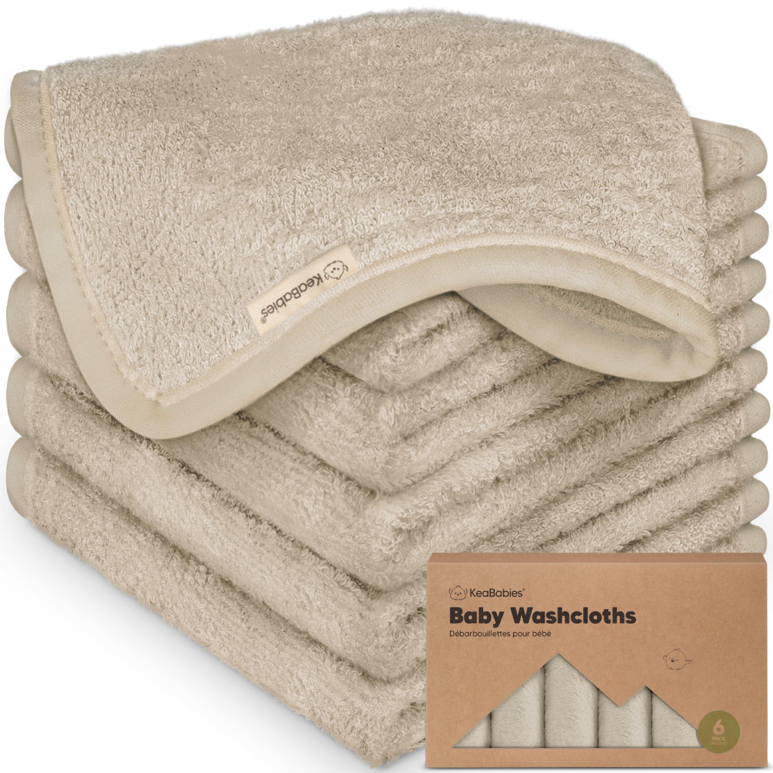 6-Pack Soft Baby Washcloths, Viscose from Bamboo - Kids, Newborn Bath Towels, Infant Shower, Toddler Reusable Face Towel, Gentle on Skin, Face Wash Cloths for Babies, 10x10(Earth Brown)