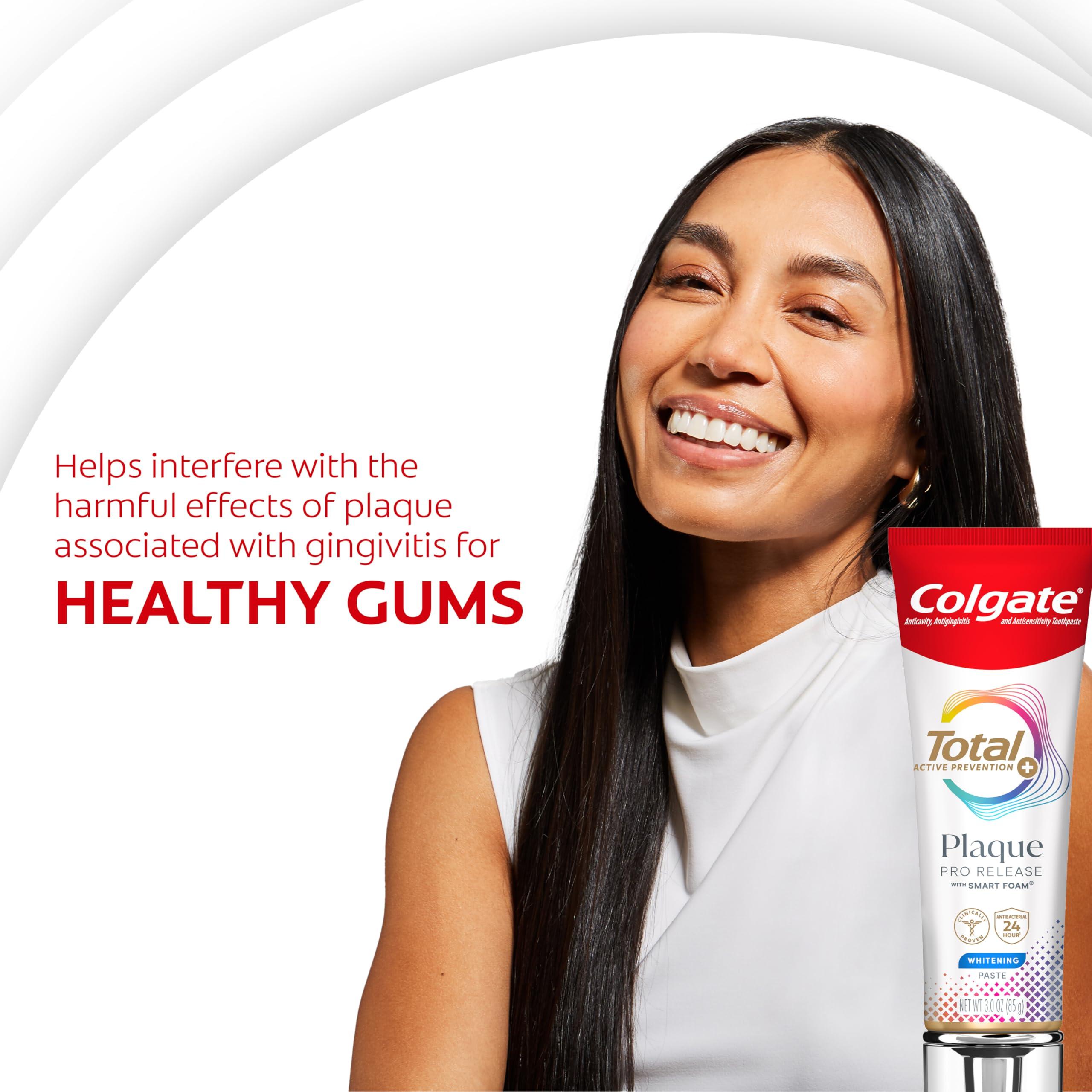 Colgate Total Plaque Pro Release Whitening Toothpaste Pack, Whitening Fluoride Toothpaste, Fights Plaque, Bad Breath, Tartar Buildup, and Helps Protect Teeth from Sensitivity, 2 Pack, 3.0 oz - Image 3