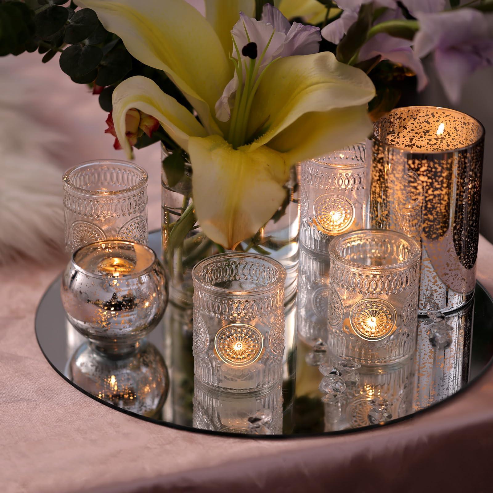 30 Pcs Assorted Clear Votive Candle Holders, Wedding Centerpieces Table Decorations, Glass Tea Lights Candle Holder for Party Decorations, Vintage Boho Candle Holders Bulk for Wedding Receptions - Image 6