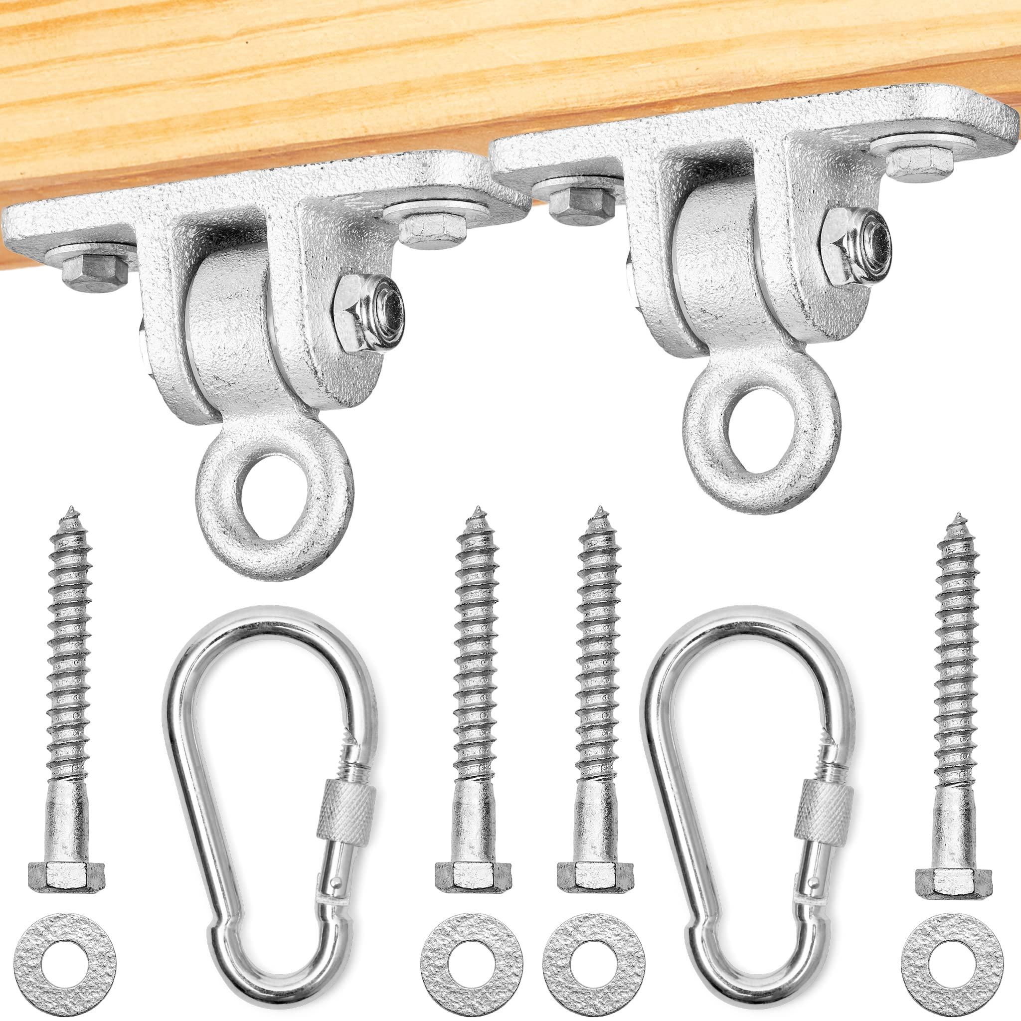 Jungle Gym Kingdom Swing Set Hangers - 2 Heavy Duty Brackets with Locking Snap Hooks for Porch, Patio, Playground - Indoor/Outdoor Hardware & Accessories - Image 1