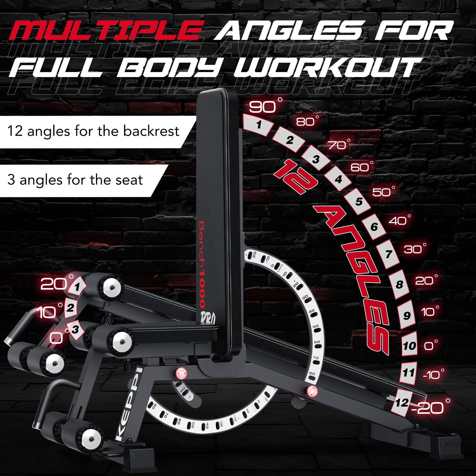 Keppi 1200LB Weight Bench, Heavy Duty Bench1000 PRO Adjustable Workout Bench Press Set for Home Gym Strength Training, Removable Foot Catch for Incline Flat Decline Sit Up Bench for Full Body Fitness - Image 2