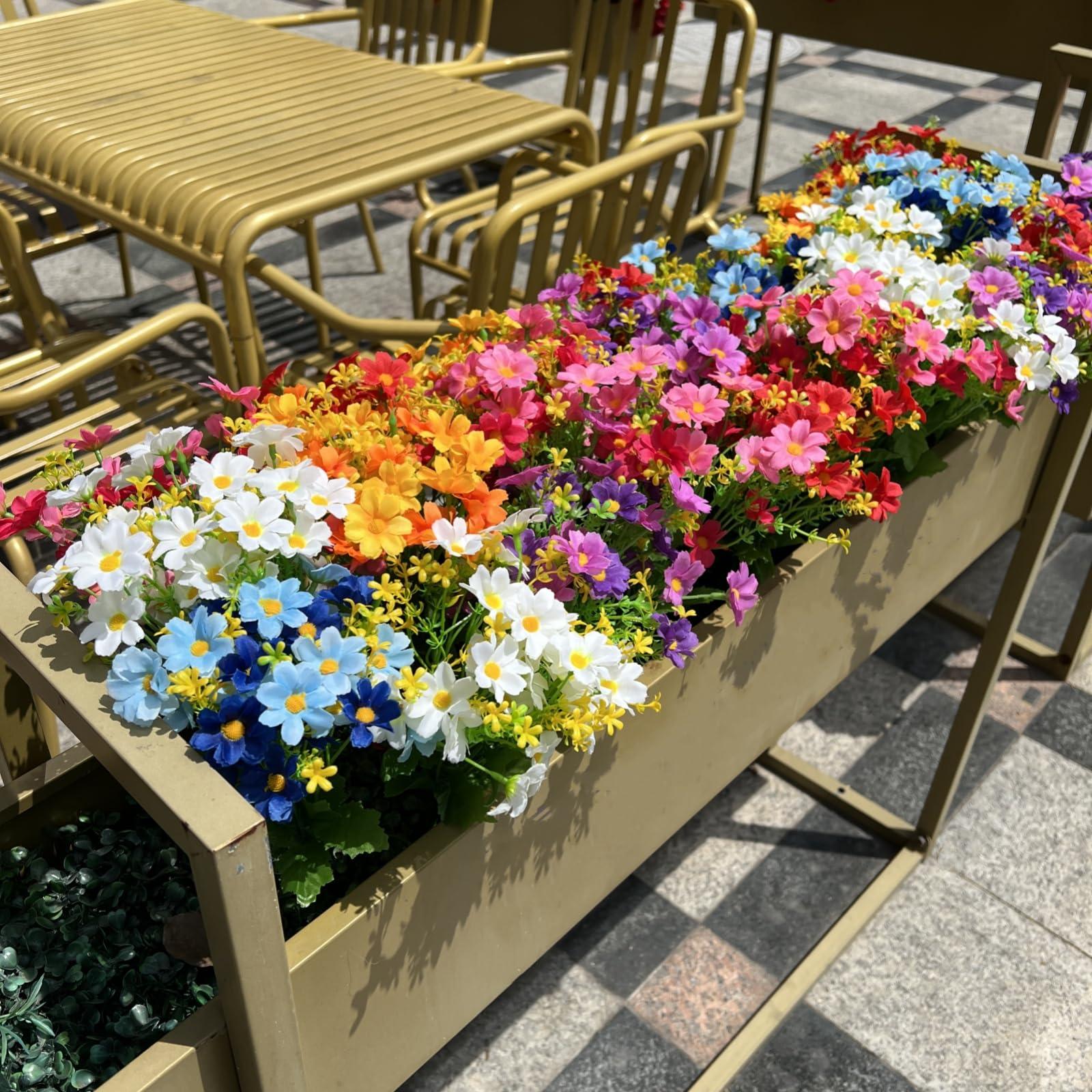12 Bundles Artificial Fake Flowers for Outdoor Decoration,Shyshining UV Resistant Faux Plastic Fabric Greenery Shrubs Plants Fake Flowers Hanging Planter Kitchen Home Garden Wedding Decor(Six Colors) - Image 5