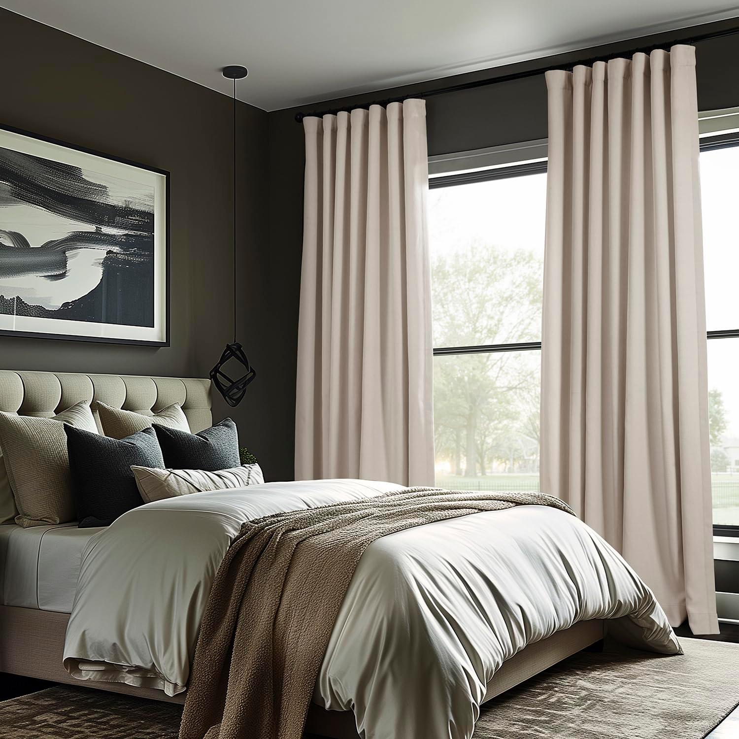 HPD Half Price Drapes - Faux Linen Curtains for Living Room (1 Panel) - 50W X 108L - Textured Room Darkening Curtains for Bedroom 108 Inches Long - Drapes for Home Decor, Birch - Image 3