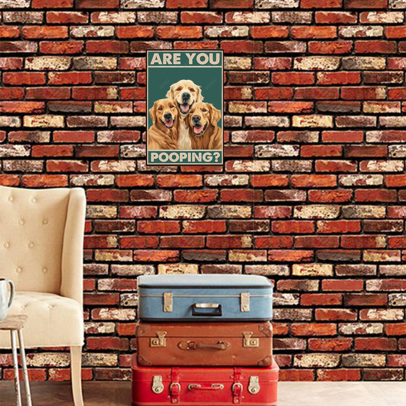 WIZYXQ Metal Signs Are You Pooping Three Golden Retriever Dog Sign Vintage Aluminum Tin Sign for Home Office Kitchen Bar Cafe Garden Wall Decor 12x8 Inch - Image 2