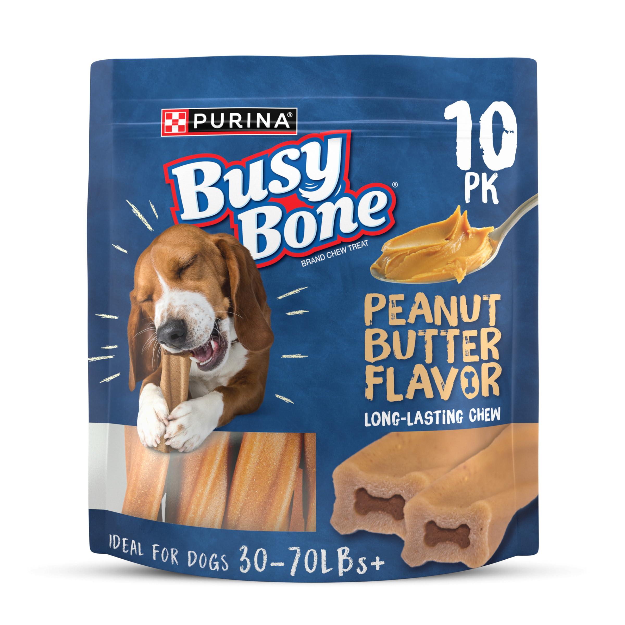 Purina Busy Bone Adult Dog Chew Bone Treats, Peanut Butter - 10 ct. Pouch