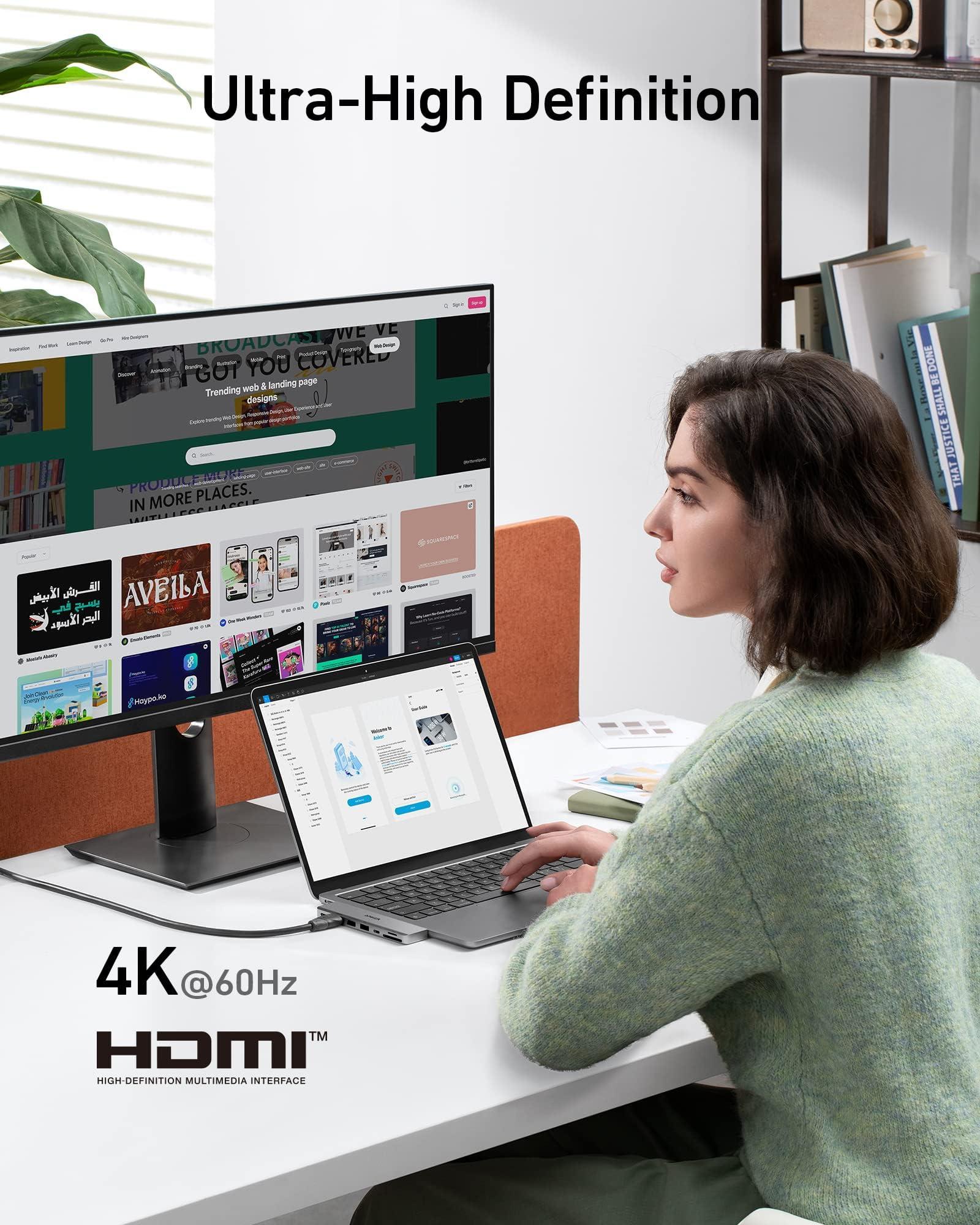 Anker USB C Hub for MacBook, 7-in-2 with 4K HDMI, Compatible with Thunderbolt 4, 1 Type C and 2 USB A Data Ports for MacBookPro 13 Inch, MacBookAir M1 / M2, and More - Image 4