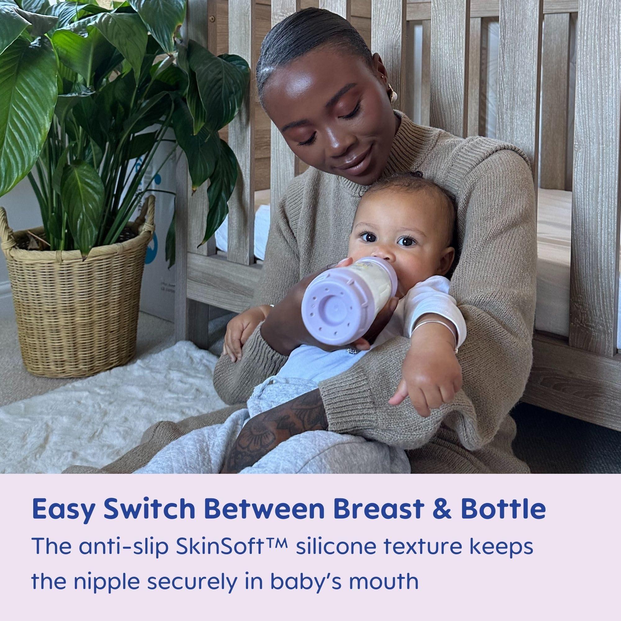 MAM Easy Start Anti-Colic Baby Bottle 9 oz, Medium Flow, Breastfeeding-Like Silicone Nipple Bottle, Reduces Colic, Gas, & Reflux, Easy-to-Clean, BPA-Free, Vented Baby Bottles for Newborns, 2+ Months - Image 6
