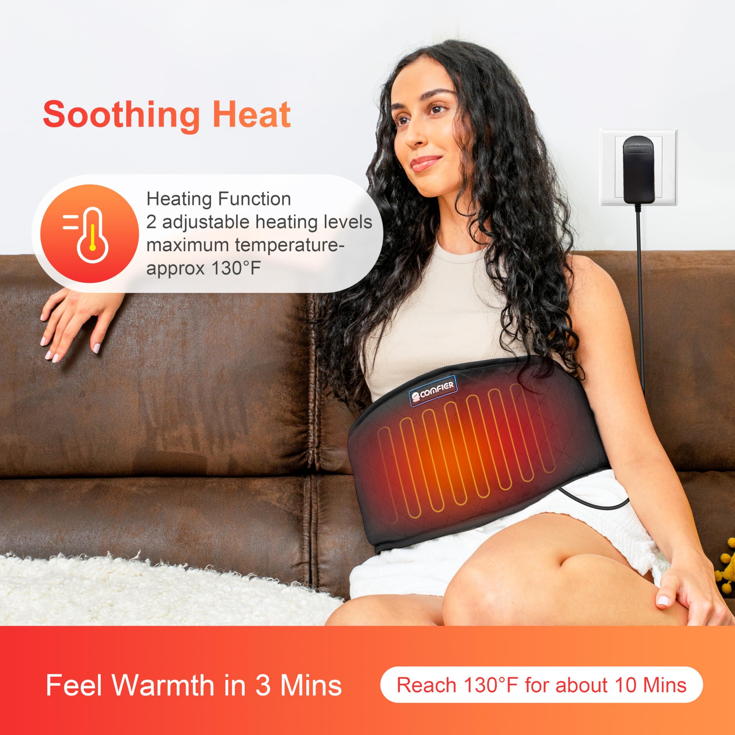 COMFIER Heating Pad for Back Pain, Vibration Lower Back Massager with Heat, Plug-in Heat Pad with Auto Shut Off,Heated Waist Belt, Gifts for Women Men Mom Dad, FSA/HSA Eligible - Image 4
