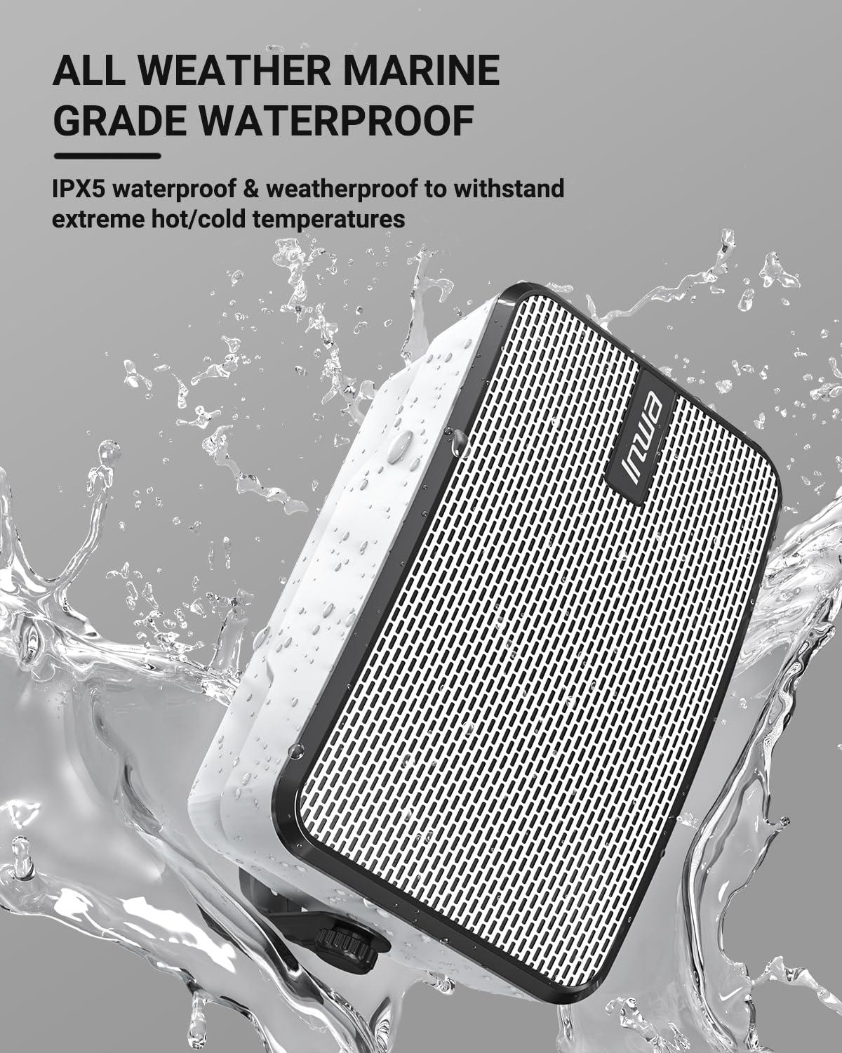 Inwa Outdoor Bluetooth Speakers, IPX5 Waterproof 400W Wall Mount Speaker, Powerful Indoor/Outdoor Sound System, Wireless Sync Up to 100 Speakers, Suitable for Patio/Porch/Gazebo/Garage(MZ-621, Pair) - Image 5