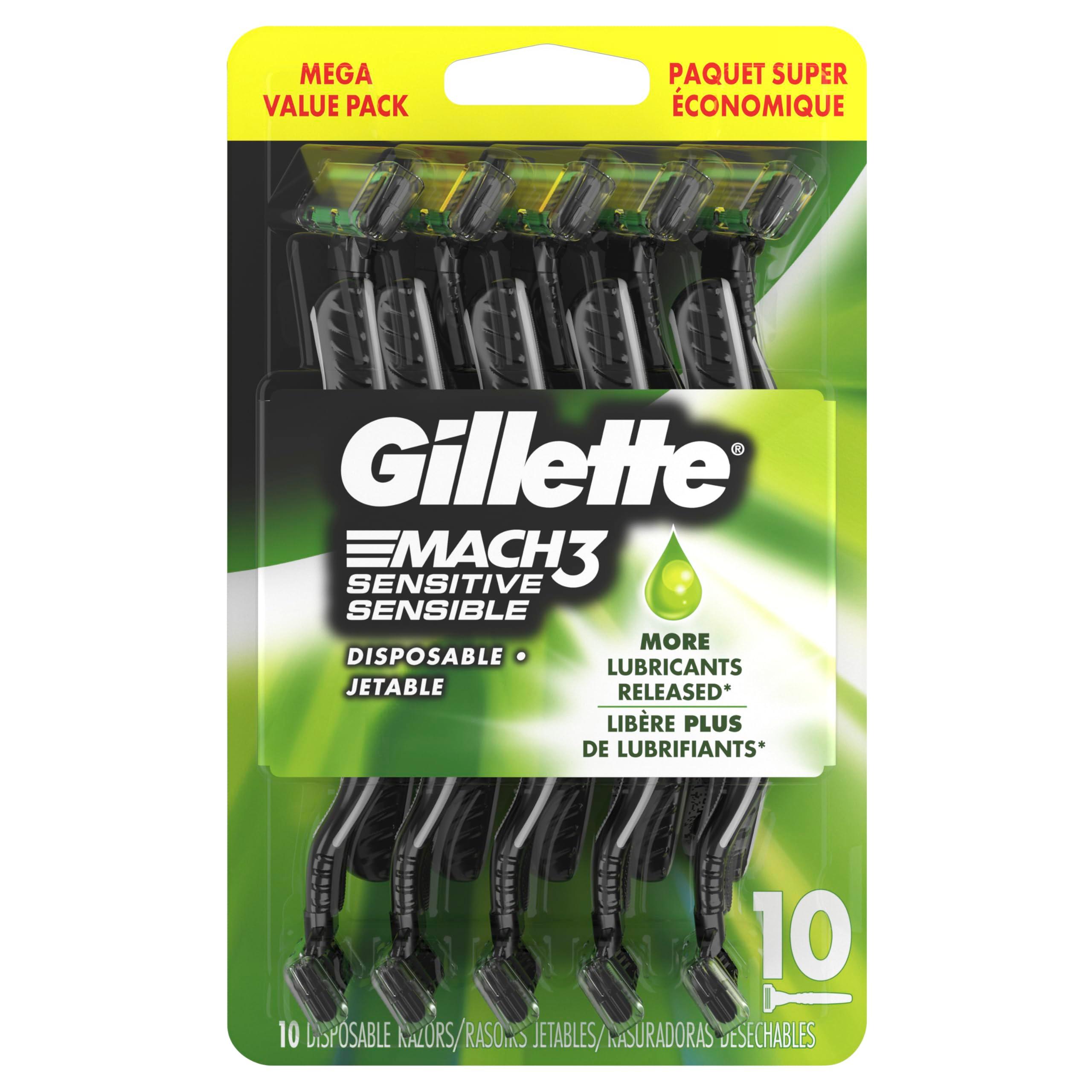 Gillette Mach3 Sensitive Razors for Men, Men’s Disposable Razors, Pivoting Head for Close and Comfortable Shave, 10 Count - Image 9