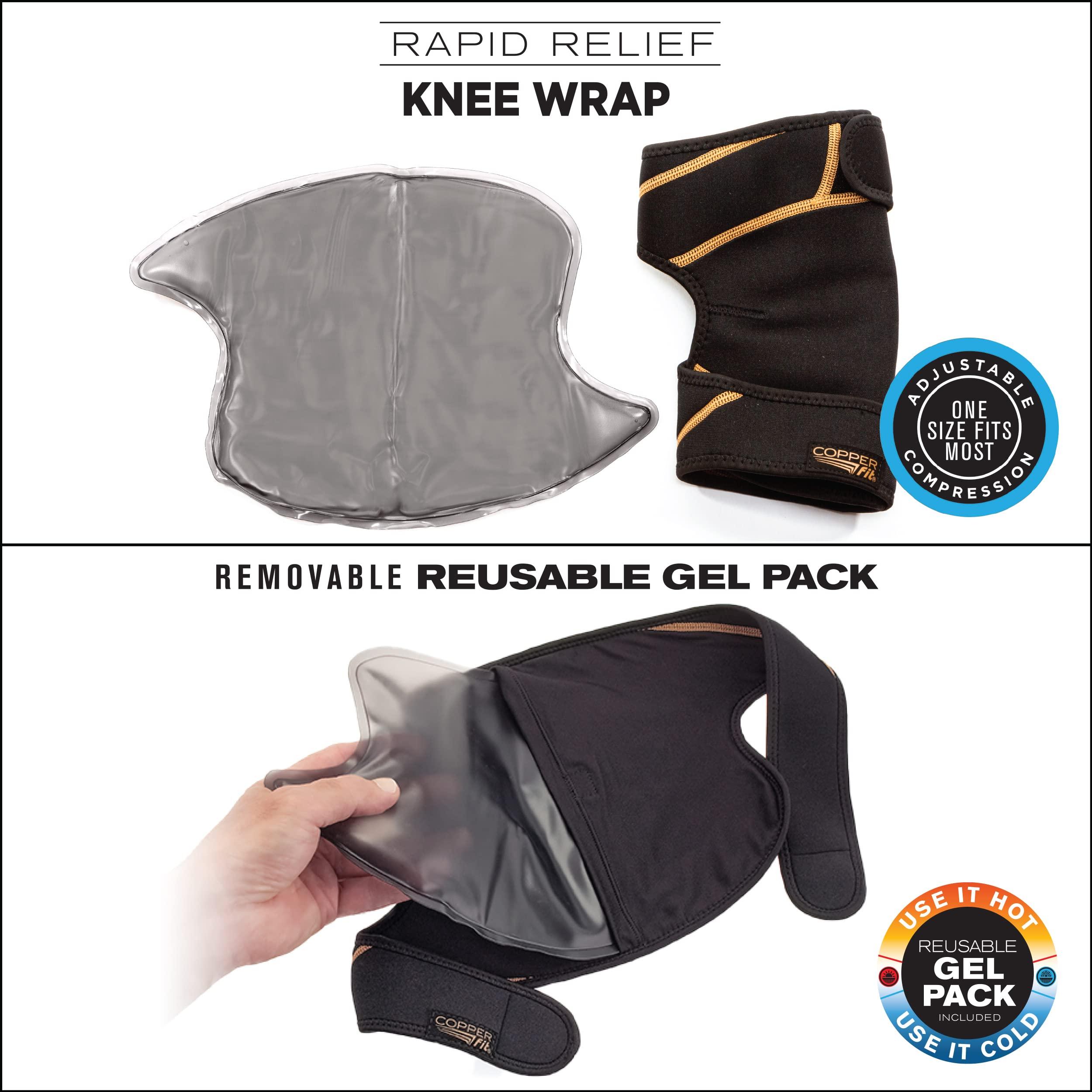Copper Fit unisex adult Rapid Relief Knee Wrap with Hold/Cold Therapy Abdominal Support, Black, Adjustable - Image 2