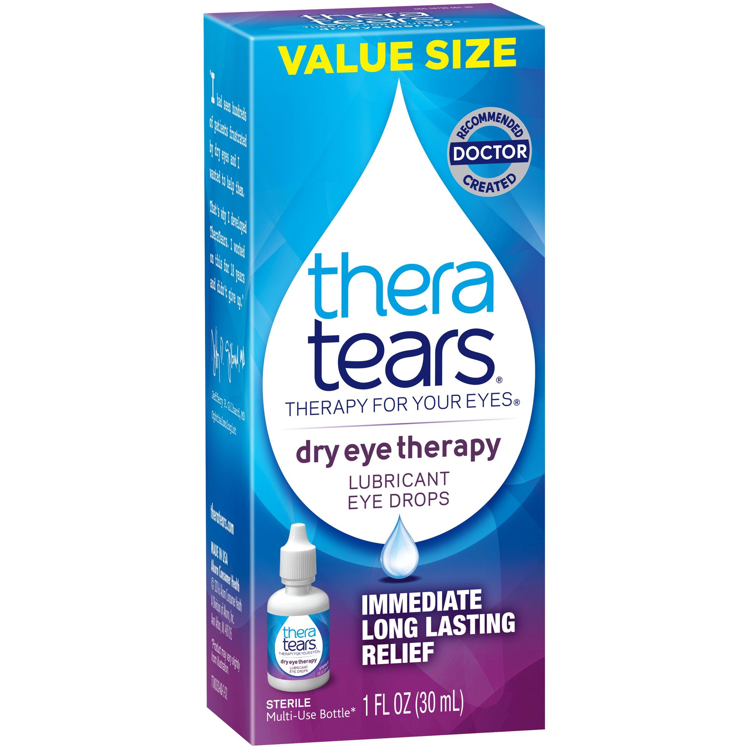 TheraTears Eye Drops for Dry Eyes, Dry Eye Therapy Lubricant Eyedrops, Provides Long Lasting Relief, 30 mL, 1 Fl oz Value Size - Image 2