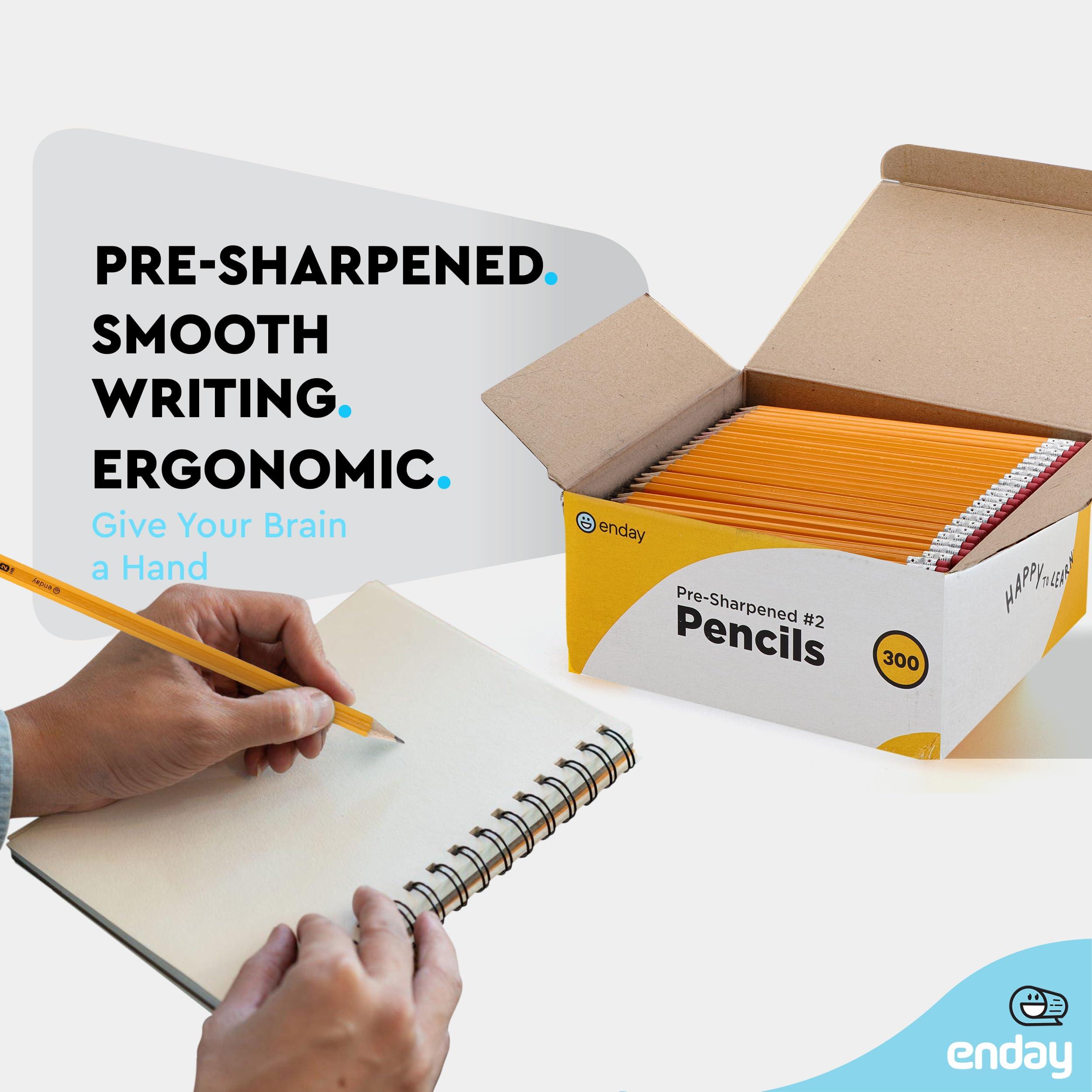Enday #2 Pencils Bulk - 300 Pack - Pre-sharpened pencils #2 Wood-Cased Yellow Sharpened Pencils for Kids with Latex-Free Eraser Top for Office and Classroom Supplies. - Image 4
