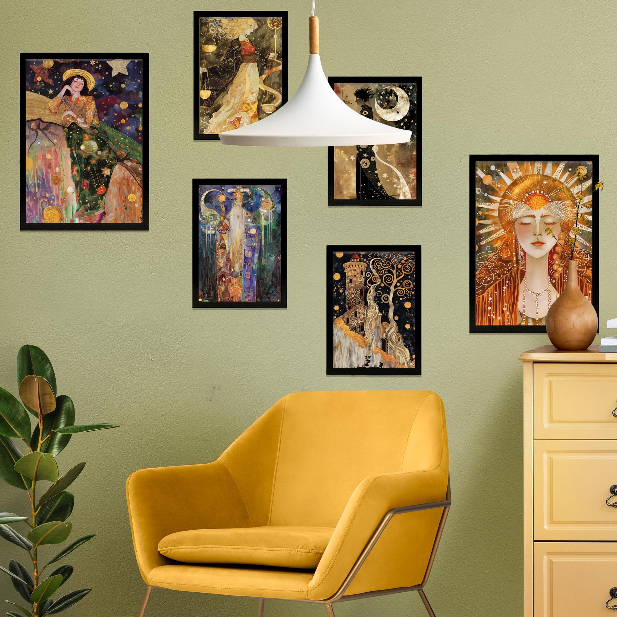 nacnic Set of 6 Tarot Cards Arcana Cartomancy Posters with design illustration to decorate the walls of home. Rooms, office, shop, business. A3 and A4 size. Frameless. - Image 4