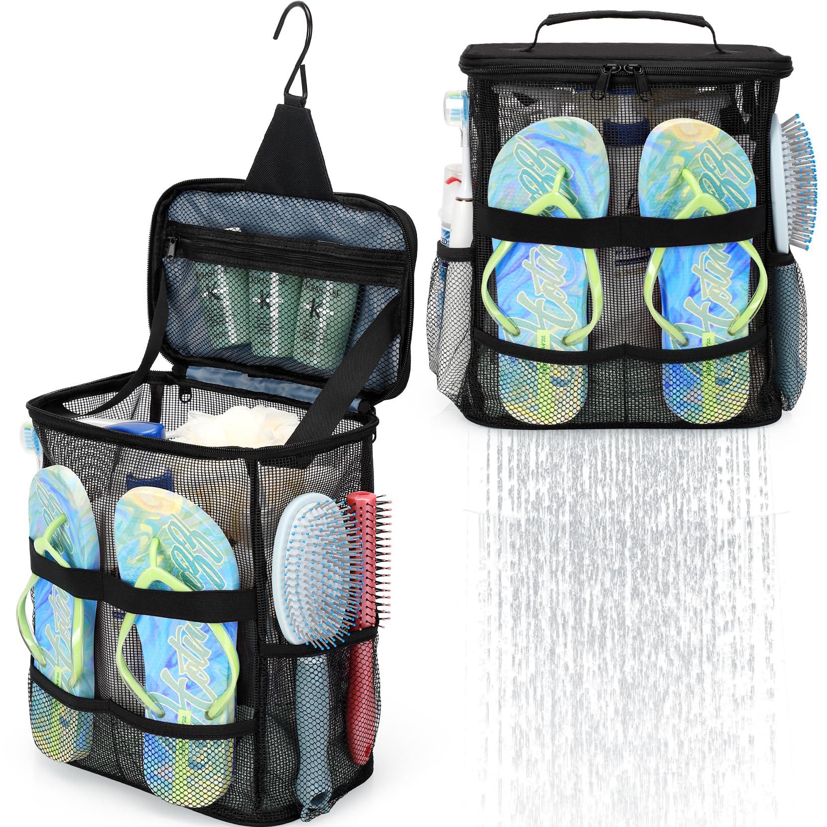 Dorm Room Essentials for Guys Girls Boys, Quick Dry Mesh Shower Caddy Portable, Large Capacity Shower Bag with Hanging Hook, Bathroom, Gym, Swimming, Travel, Beach, Camping, College Student Essentials - Image 3