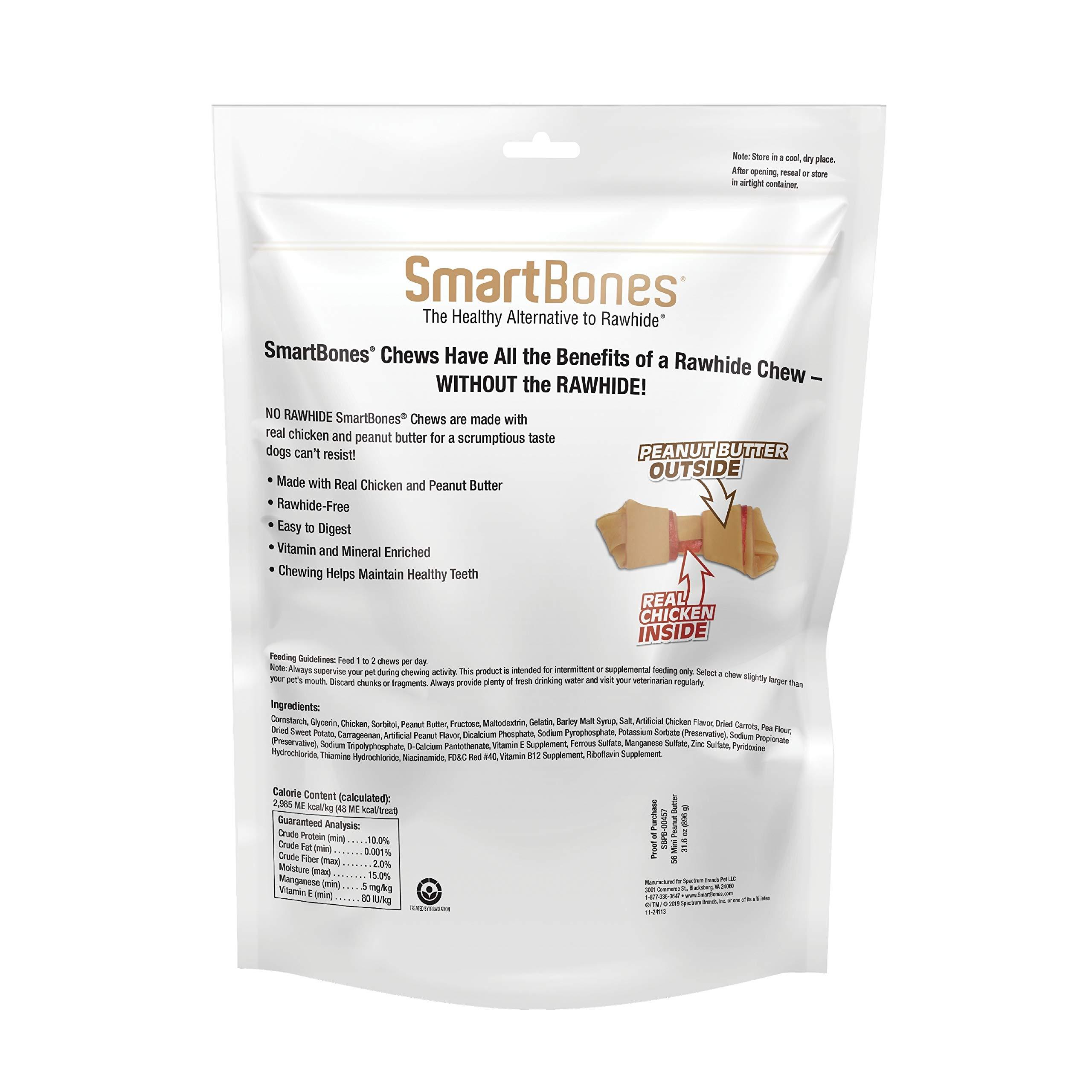 SmartBones Mini Bones With Real Peanut Butter 56 Count, Rawhide-Free Chews For Dogs - Image 2