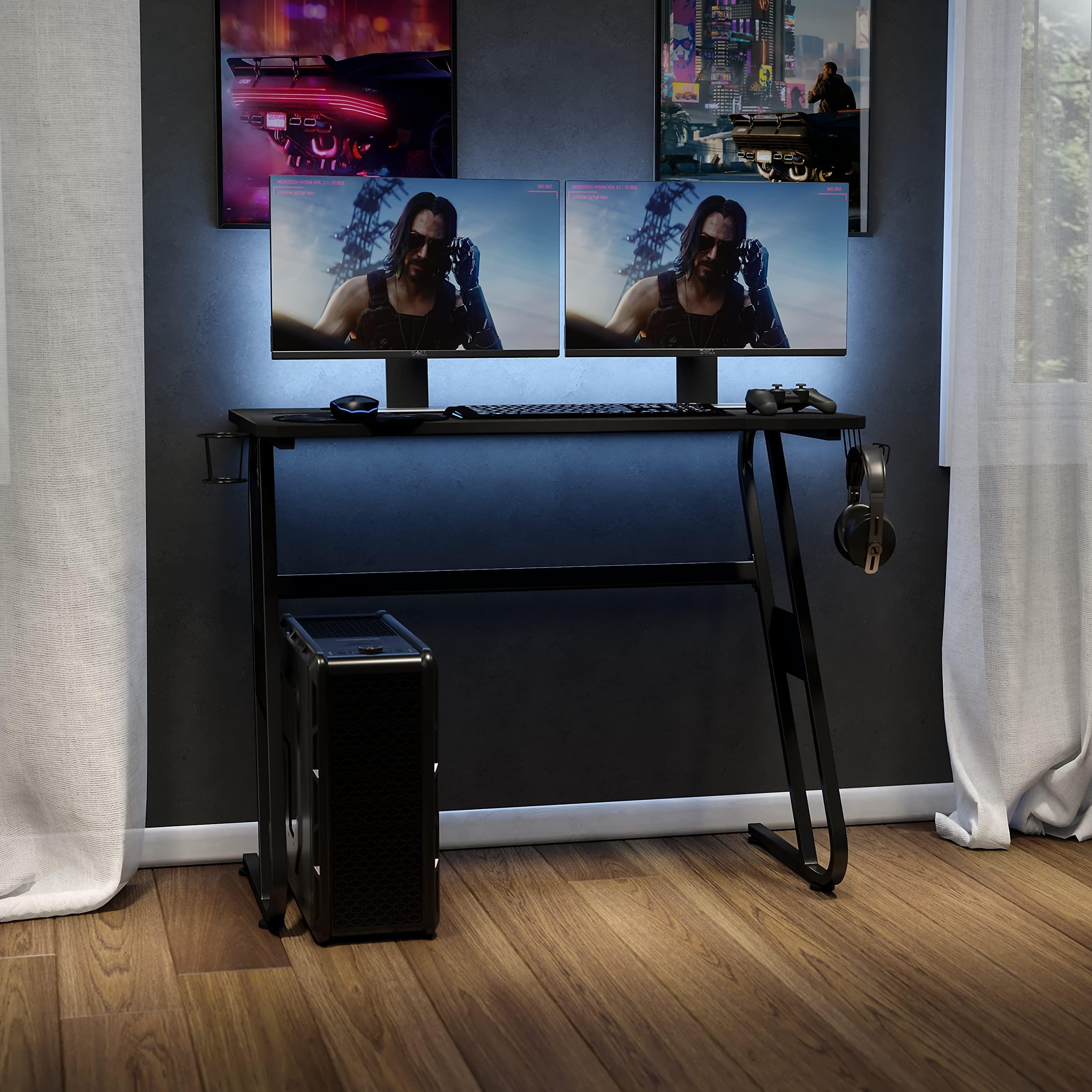 Flash Furniture Fisher Gaming Desk - Black Ergonomic Computer Desk - 51.5" Gamers Table with Cup Holder and Headphone Hook - Image 5