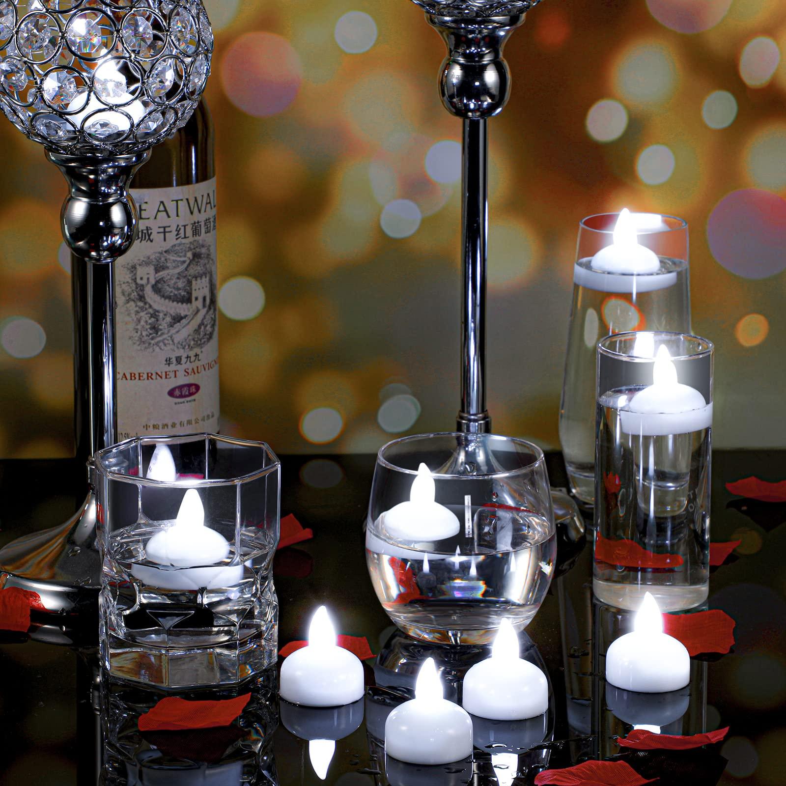 Honoson 36 Pieces Flameless Floating Candles Waterproof LED Tealights Floating Candles Warm White Battery Operated for Valentine Wedding Party Pool Decorations(White Light) - Image 6