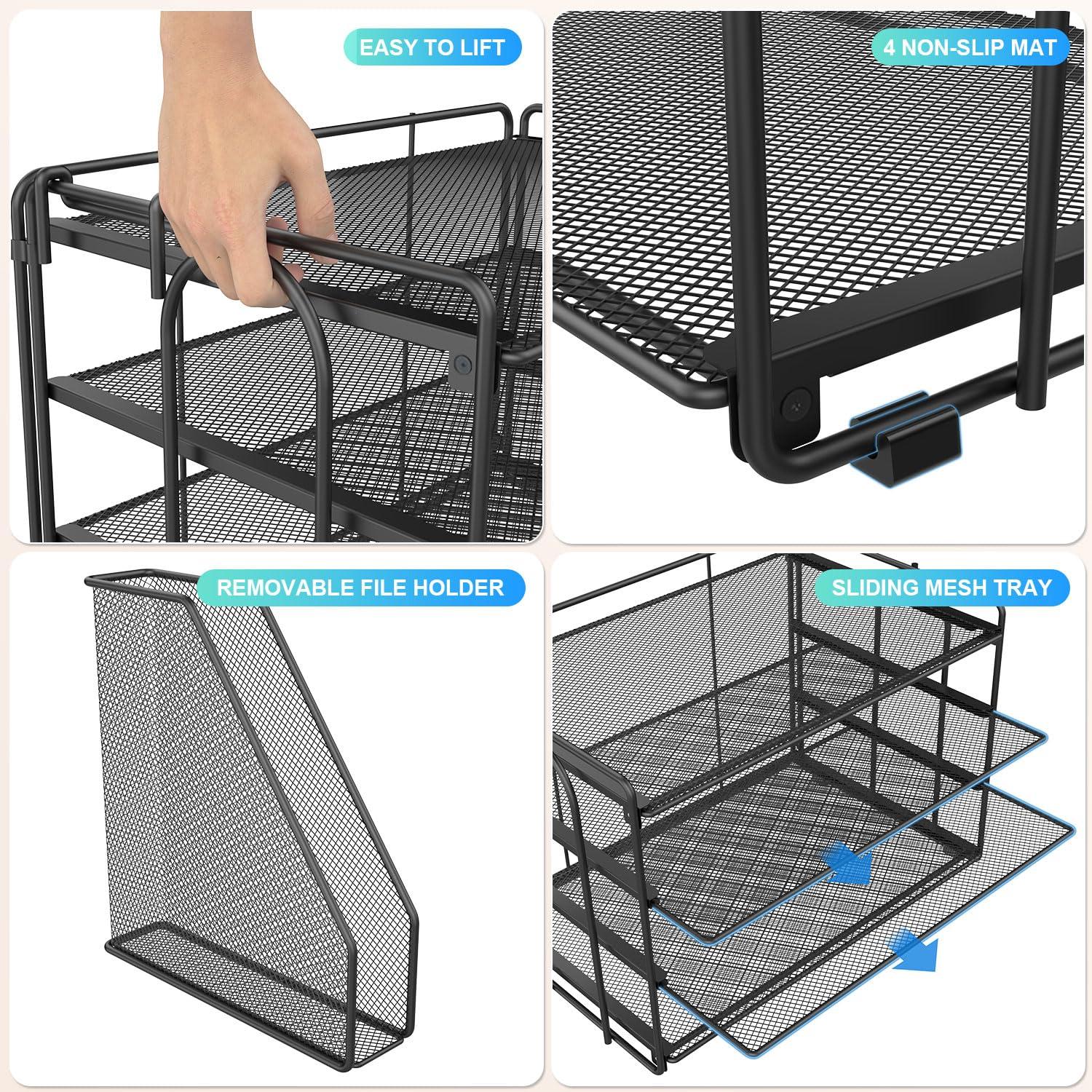 gianotter 4-Tier Paper Organizer with Magazine Holder, Desk Organizers and Accessories, Desk Accessories & Workspace Organizers, File Organizer for Office Supplies Storag (Black) - Image 7