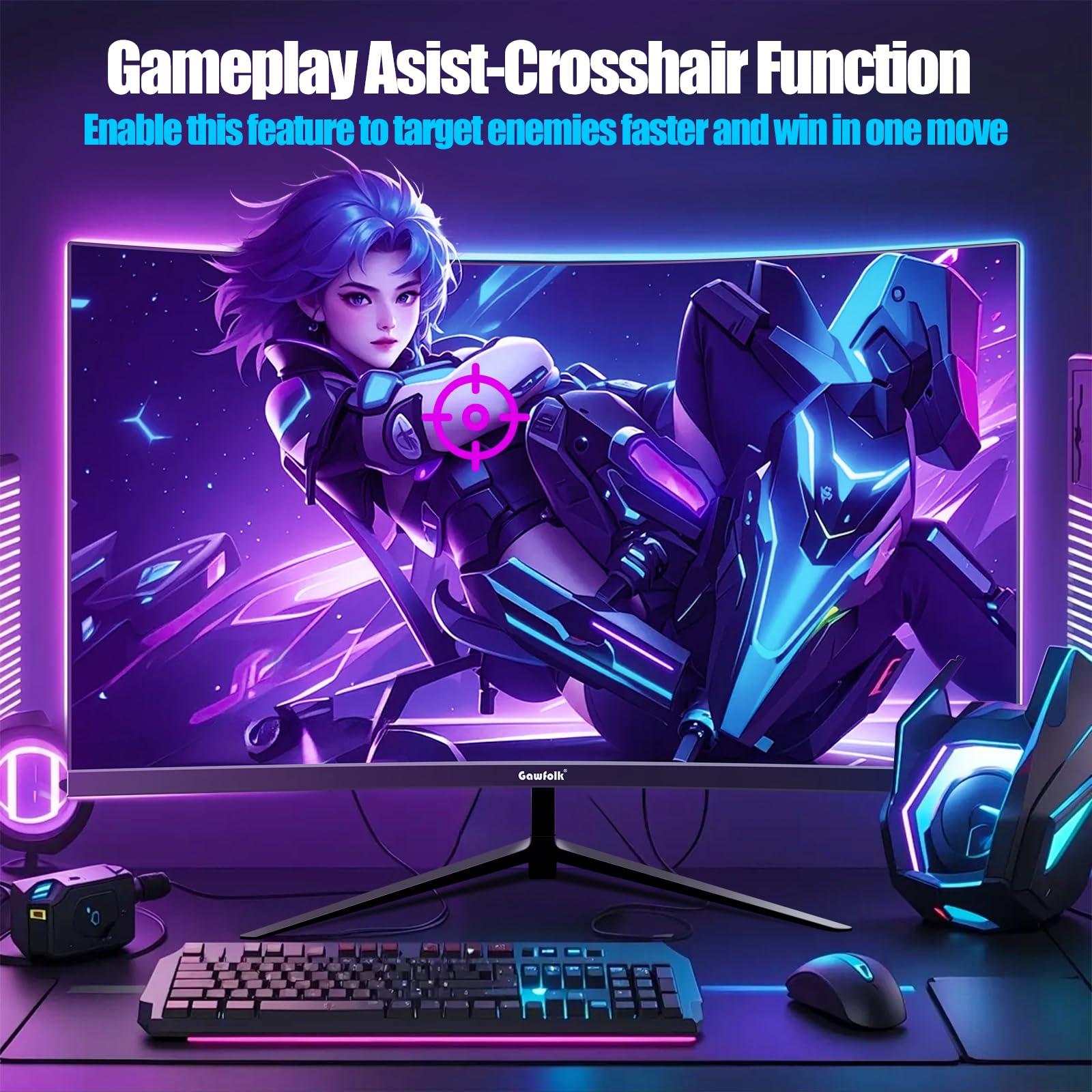 Gawfolk 2K 165Hz Curved Monitor, 27 Inch QHD 2560x1440p 144Hz Gaming Monitor with AMD FreeSync, Flicker-Free, 2X HDMI 2.0, DP 1.4, Ultra-Thin Frameless 1800R Screen PC Monitor - Image 4