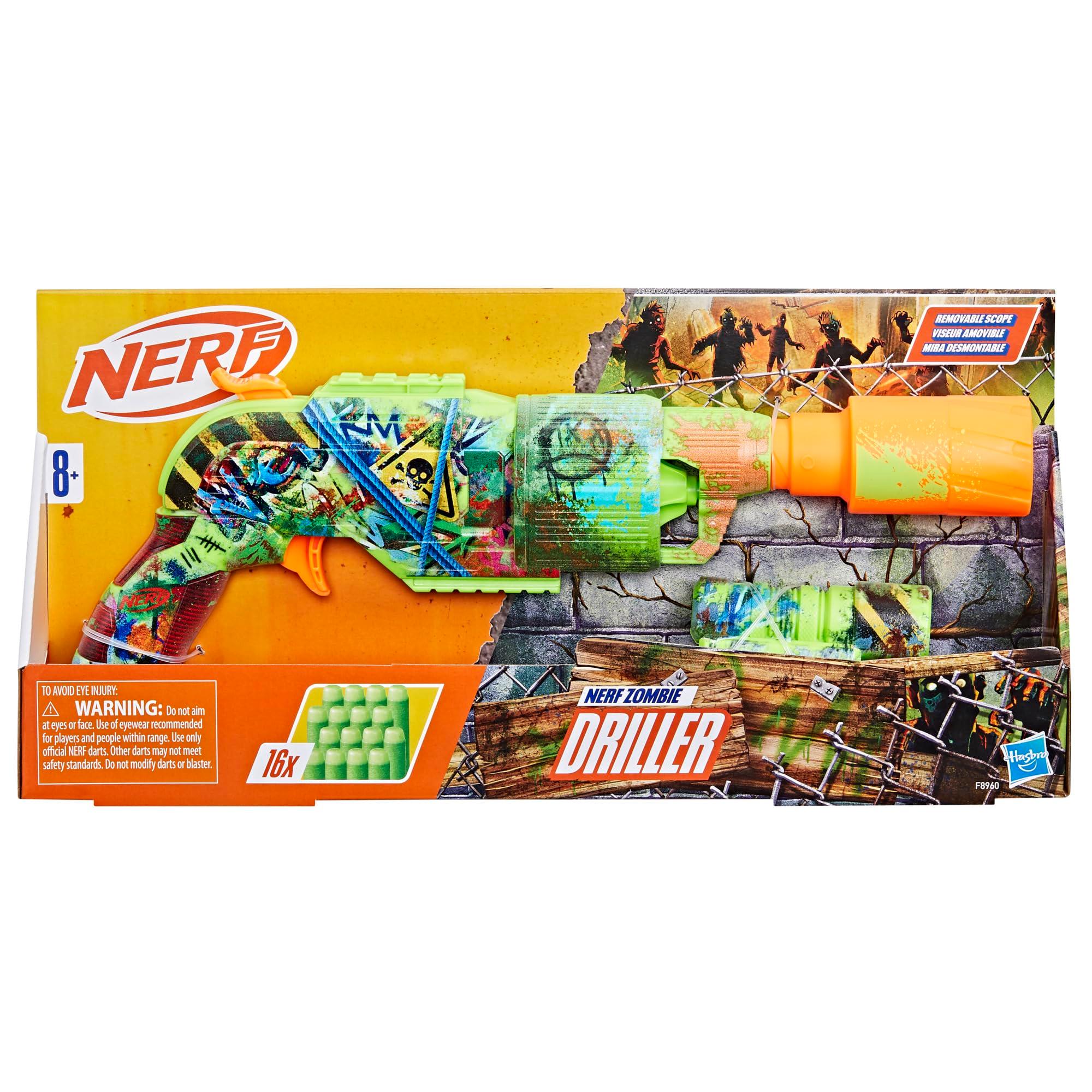 NERF Zombie Driller Dart Blaster, 16 Nerf Elite Darts, Rotating 5 Dart Cylinder, Removable Scope, Outdoor Games, Ages 8+ - Image 3