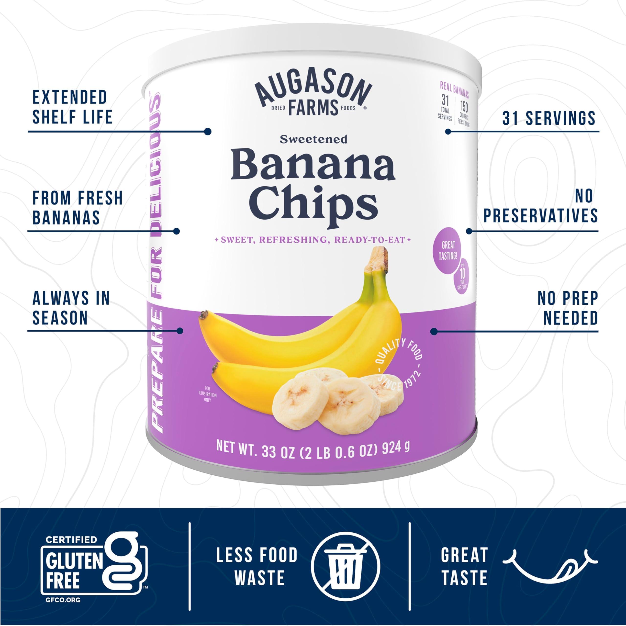Augason Farms Sweetened Banana Chips Can, Emergency Food Supply, Everyday Meals, 31 Servings (Packaging May Vary) - Image 3