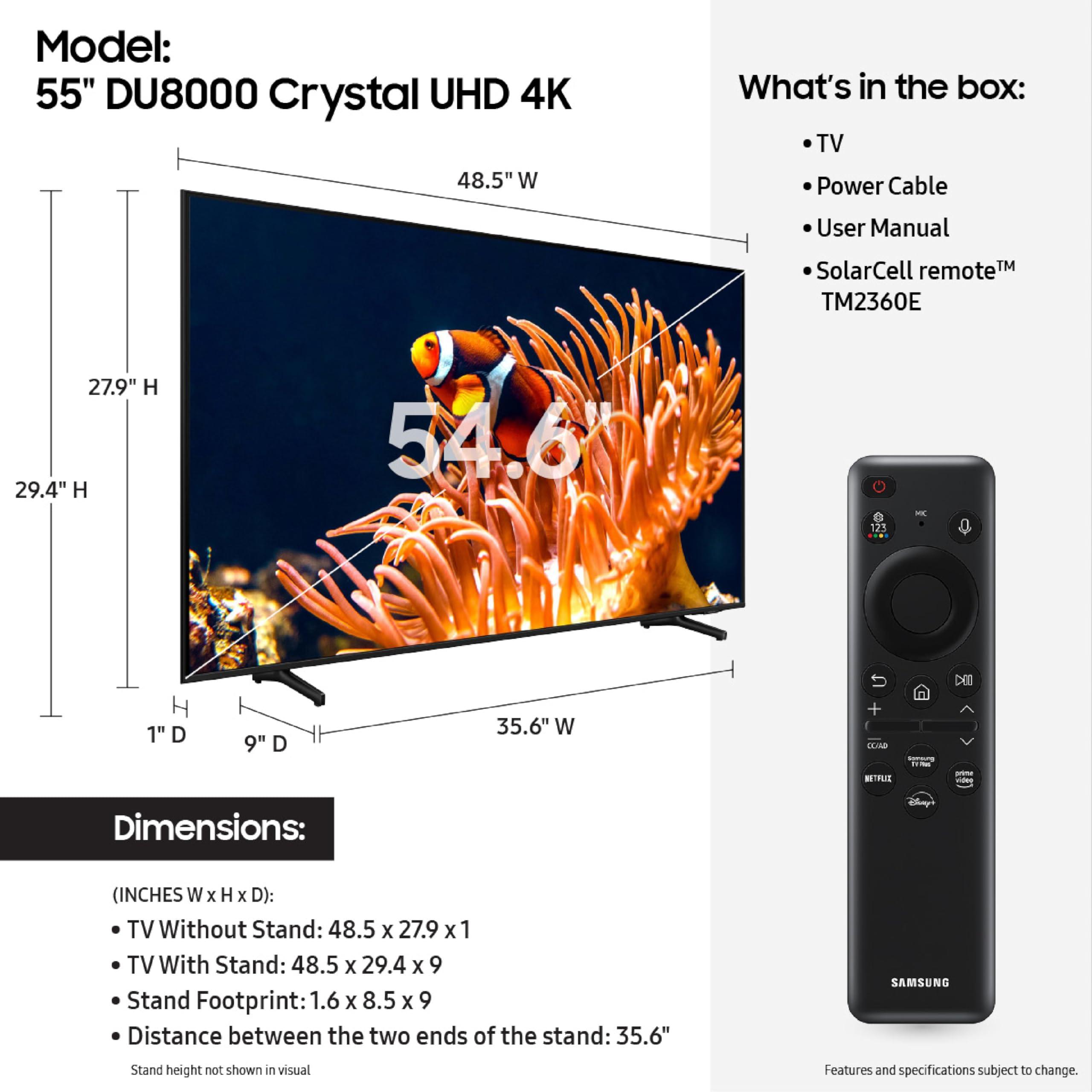 Samsung 55-Inch Class 4K Crystal UHD DU8000 Series HDR Smart TV w/Object Tracking Sound Lite, Motion Xcelerator, Ultra Slim Design, Gaming Hub, Alexa Built-in (UN55DU8000, 2024 Model) - Image 2