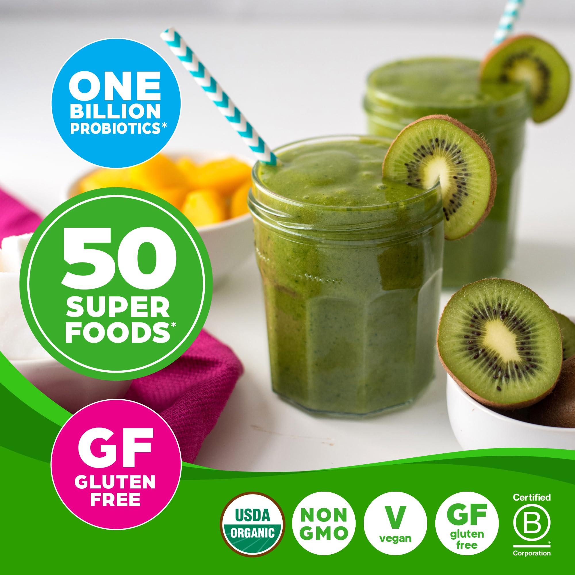 Orgain Organic Greens Powder + 50 Superfoods, Original - 1 Billion Probiotics for Digestive Health, Antioxidants, Vegan, Plant-Based, Gluten-Free, Non-GMO, Green Juice & Smoothie Drink Mix - 0.62lb - Image 3