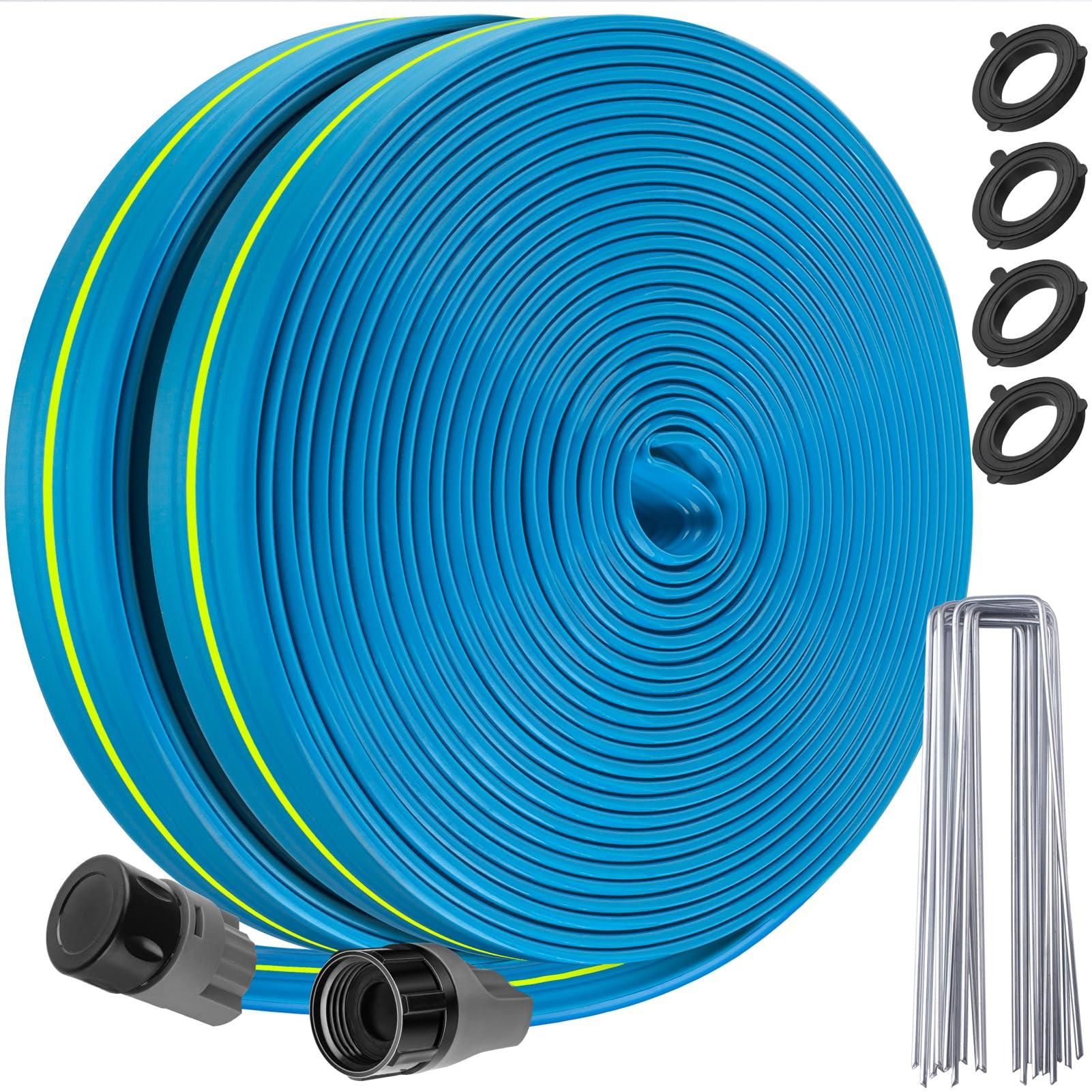 Winisok Sprinkler Hose 100FT, Heavy Duty Watering Hoses, Efficient Irrigation Tubing for Garden Lawn Sprinklers System with 40 Pack Staples