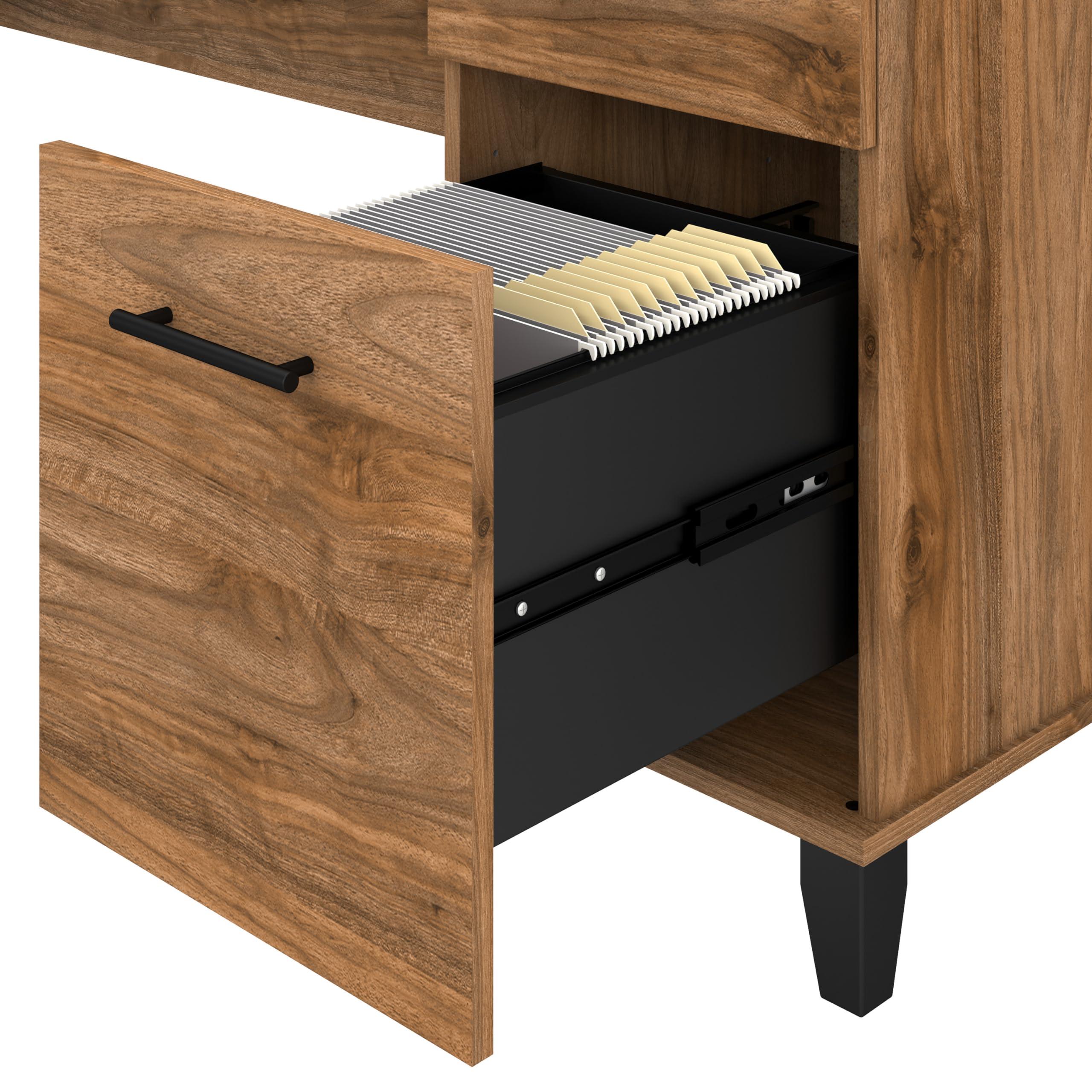 Bush Furniture Somerset 72W L Shaped Desk with Storage in Fresh Walnut - Image 9