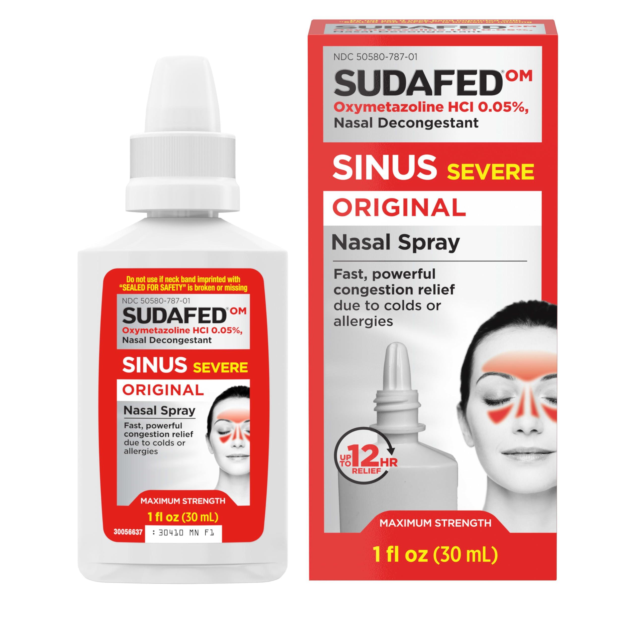 Sudafed Sinus Severe Original Nasal Spray, 12 Hour Nasal Spray Decongestant for Fast, Powerful Congestion Relief Due to Colds or Allergies, Oxymetazoline HCl .05% Nose Spray, 1 fl. oz - Image 2