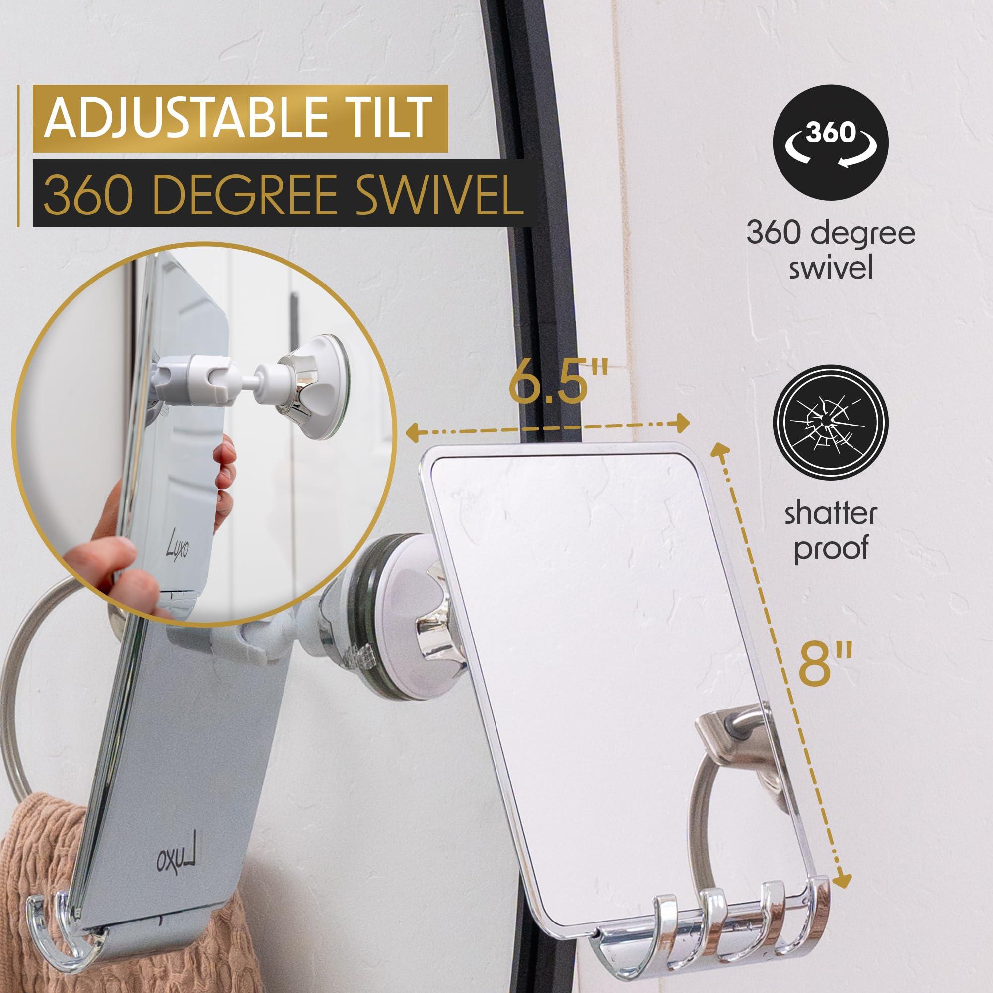 Luxo Shower Mirror, Shower Mirror fogless for Shaving with a Removable Razor Holder - Shaving Mirror for Shower with a Powerful Suction Cup - Shatterproof fogless Mirror for Shower - Image 5