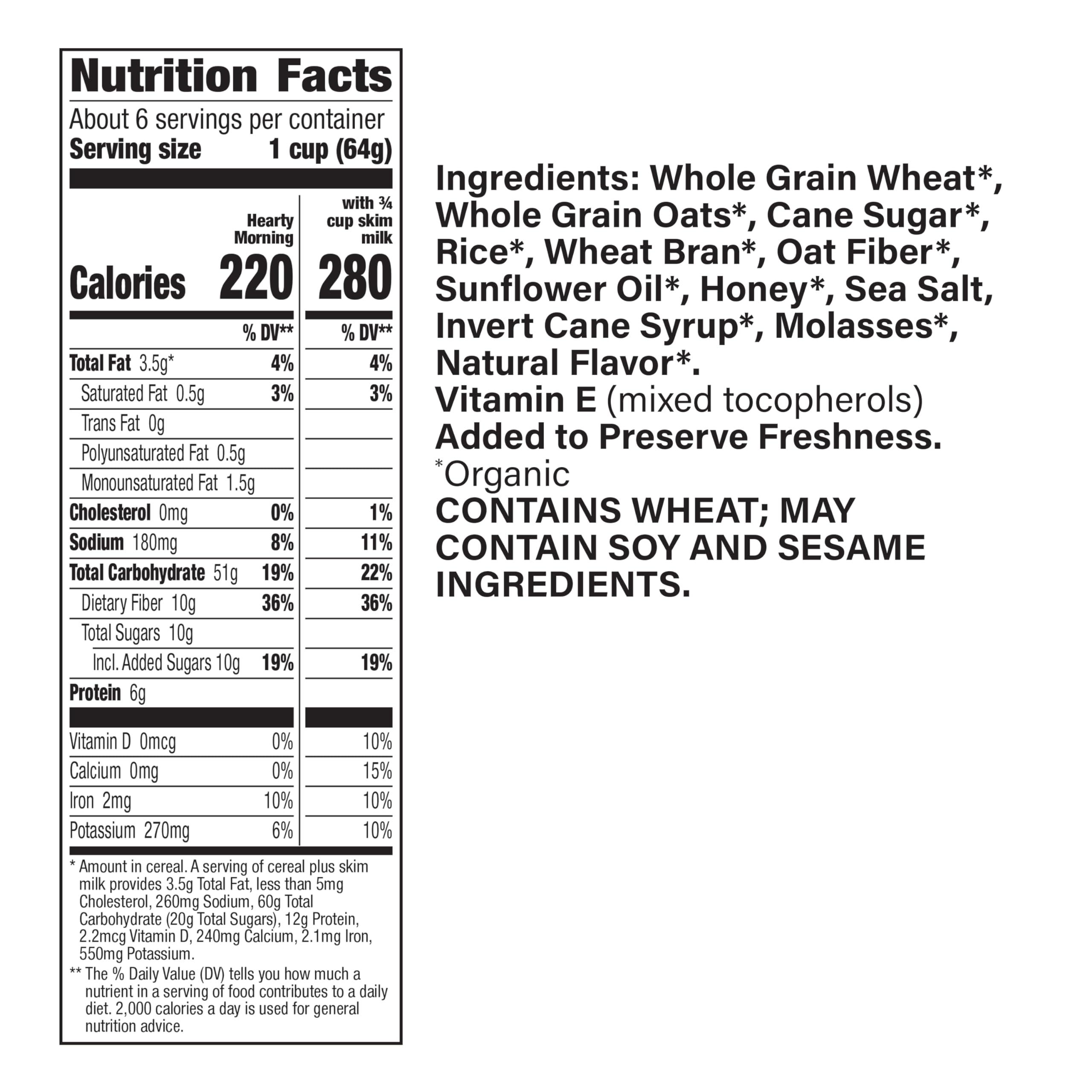Cascadian Farm Organic Hearty Morning Fiber Cereal, Non-GMO, 14.6 oz. - Image 2