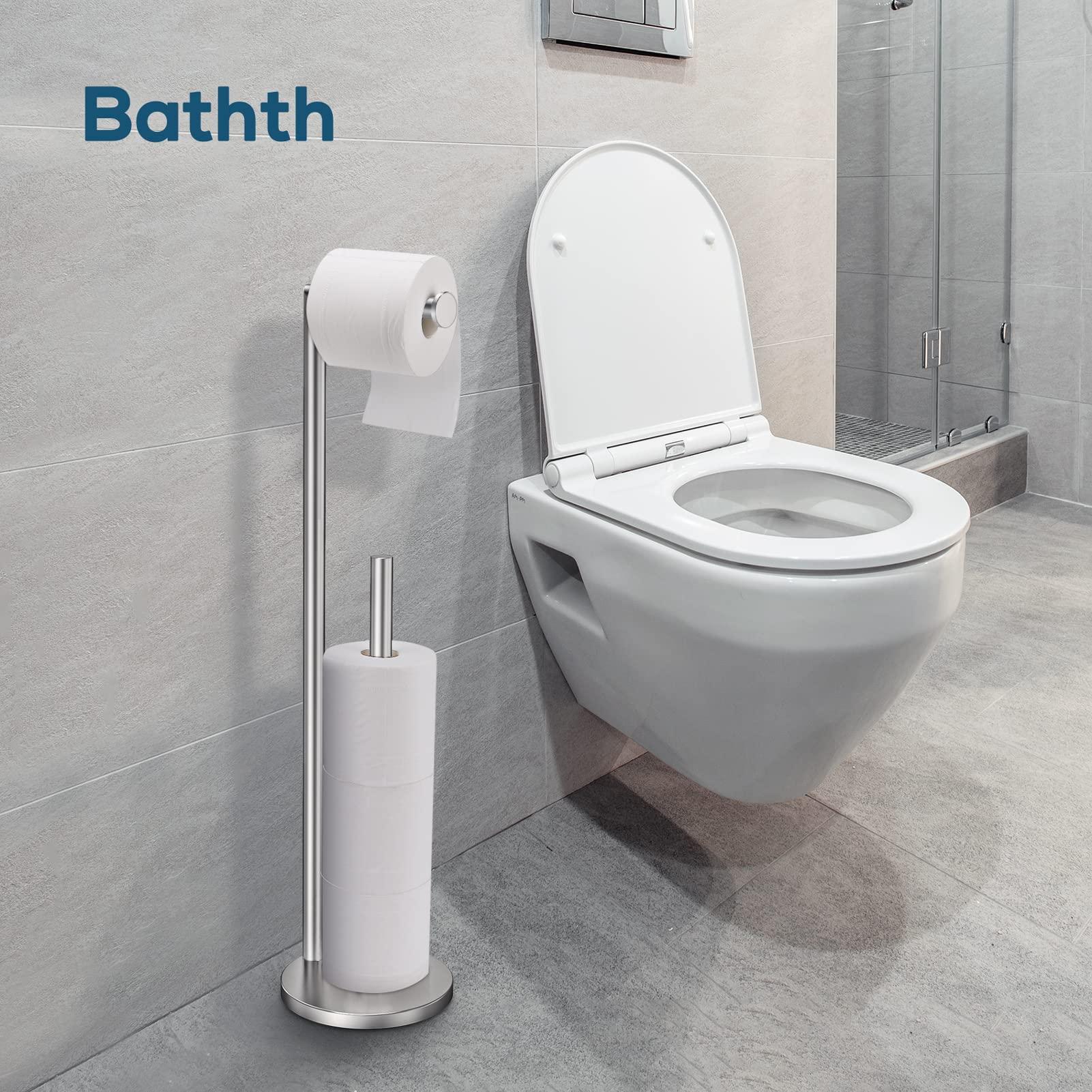 Toilet Paper Holder Stand, Toilet Paper Stand Brushed Nickel, Free Standing Toilet Paper Holder, Toilet Paper Storage by Bathth - Image 5