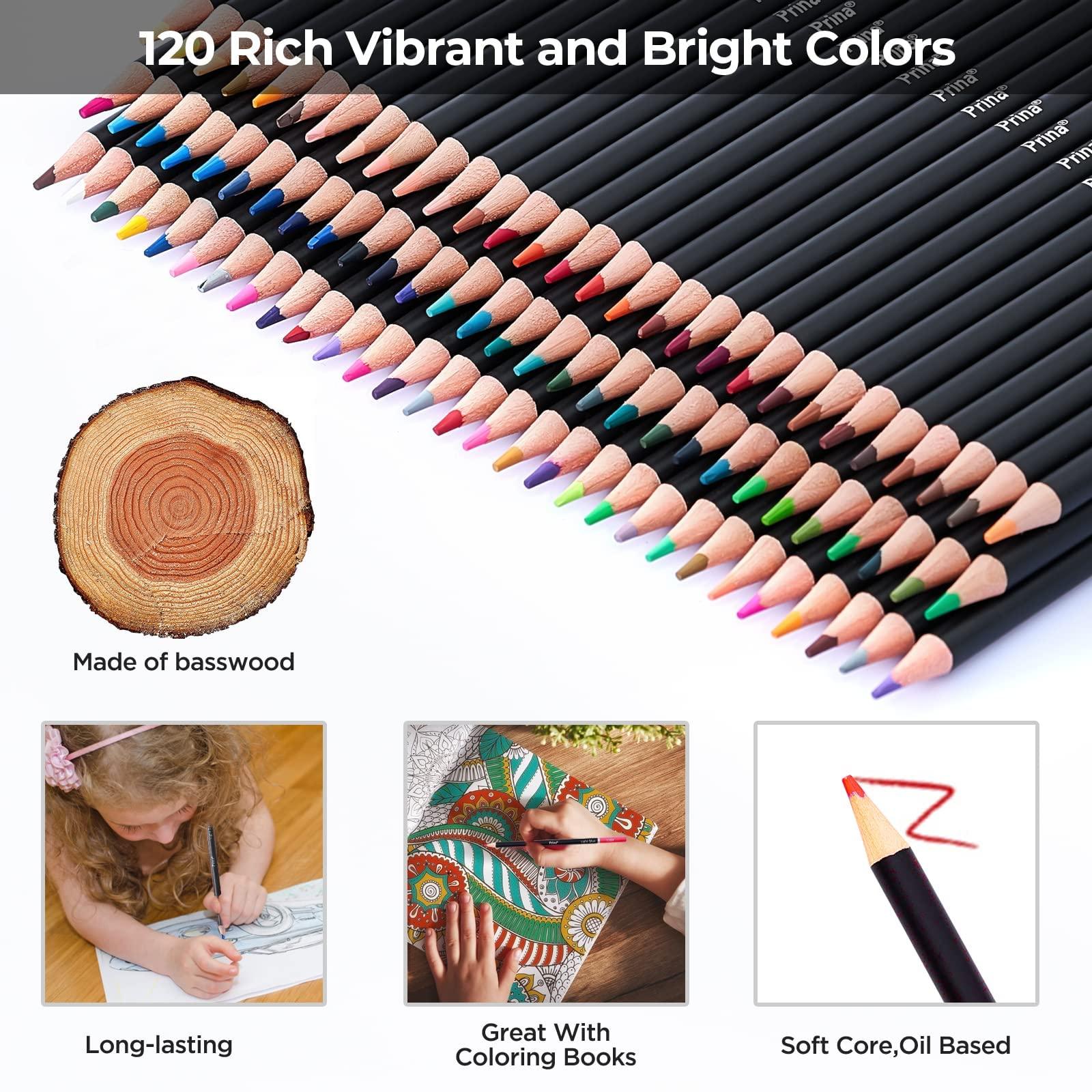 PRINA Art Supplies 120 Colors Colored Pencils Set for Adults Coloring Books with Sketchbook, Professional Vibrant Artists Coloring Pencils for Drawing Sketching Blending Shading, Soft Core Oil Based - Image 4