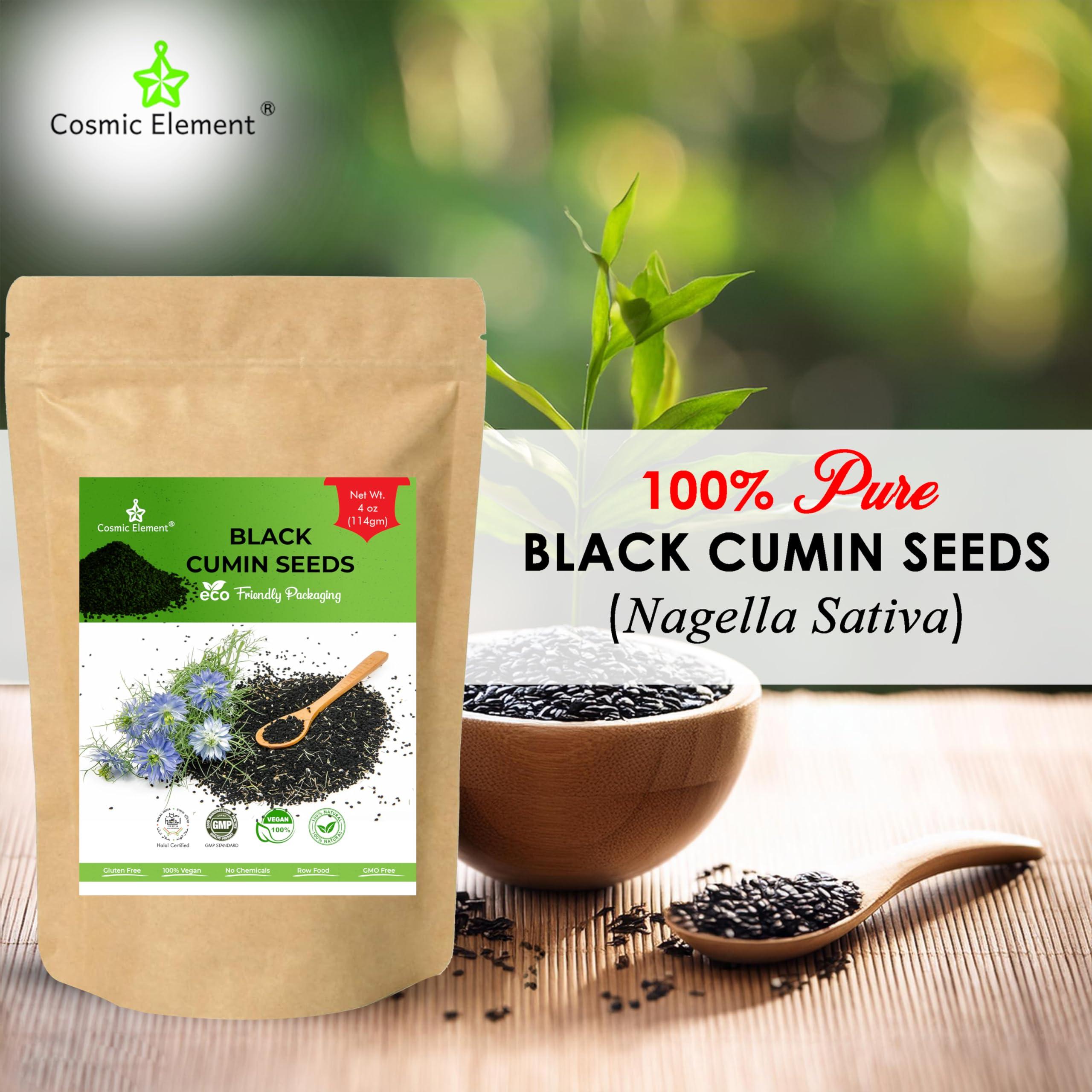 Cosmic Element 100% Pure Organic Black Cumin Seeds | Nigella Sativa Organic Black Cumin Seed Whole Raw | Non-GMO, Gluten-Free, No Salt or Preservatives | Fresh Kalonji Seed in Eco-Friendly Pouch - 4oz - Image 3